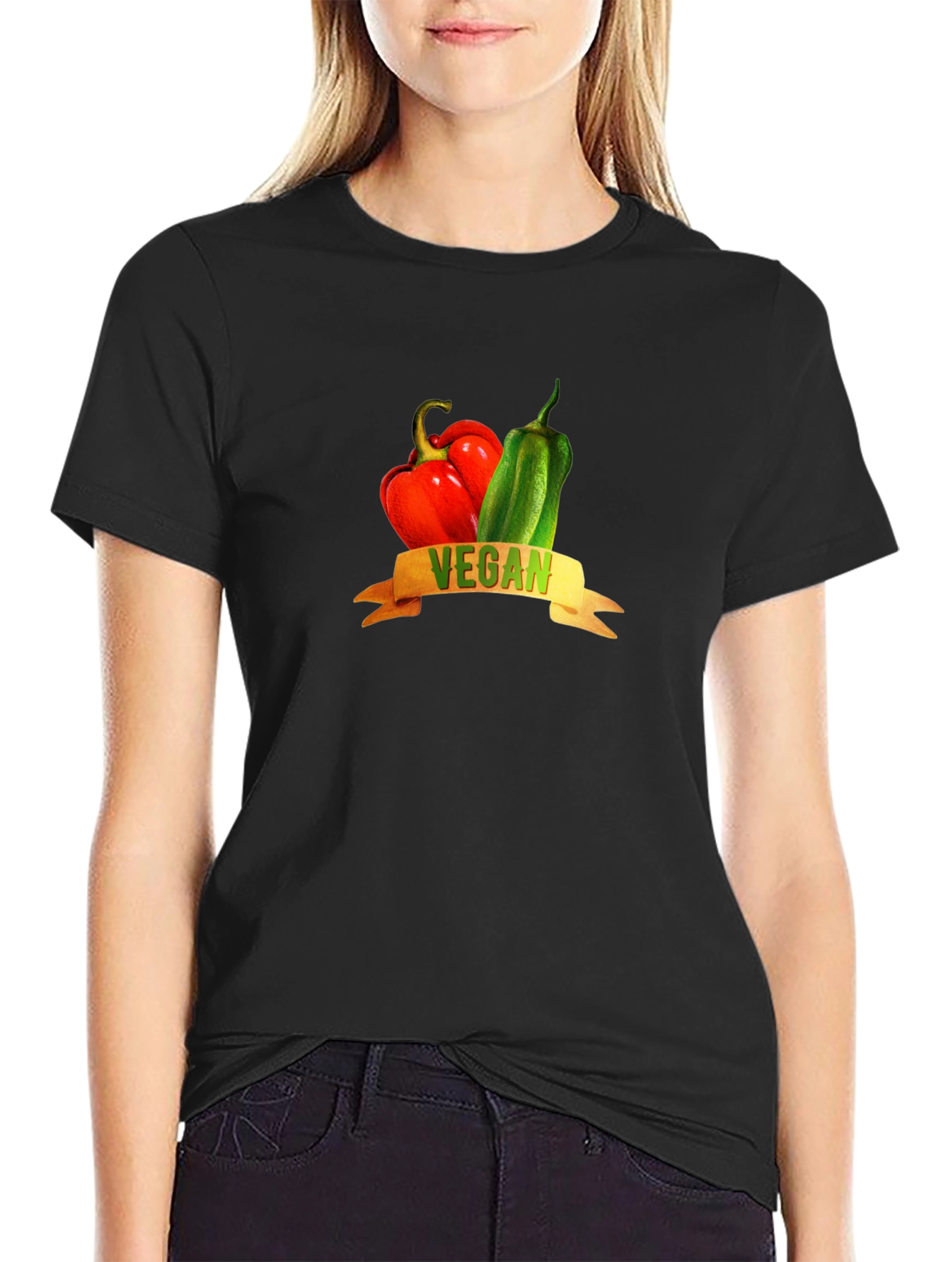 Vegan Graphic Tee - Red & Green Peppers