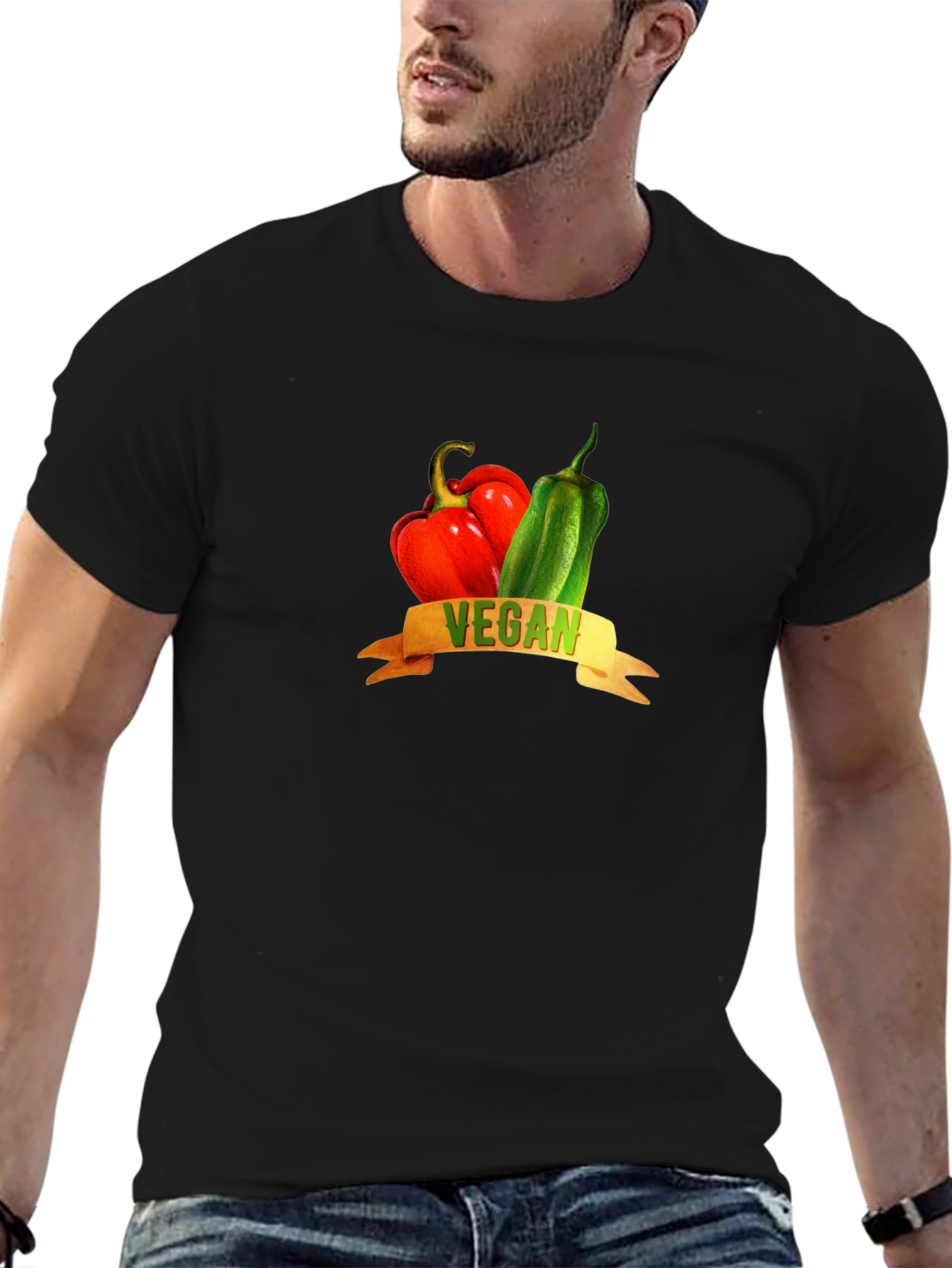 Vegan Graphic Tee - Red & Green Peppers