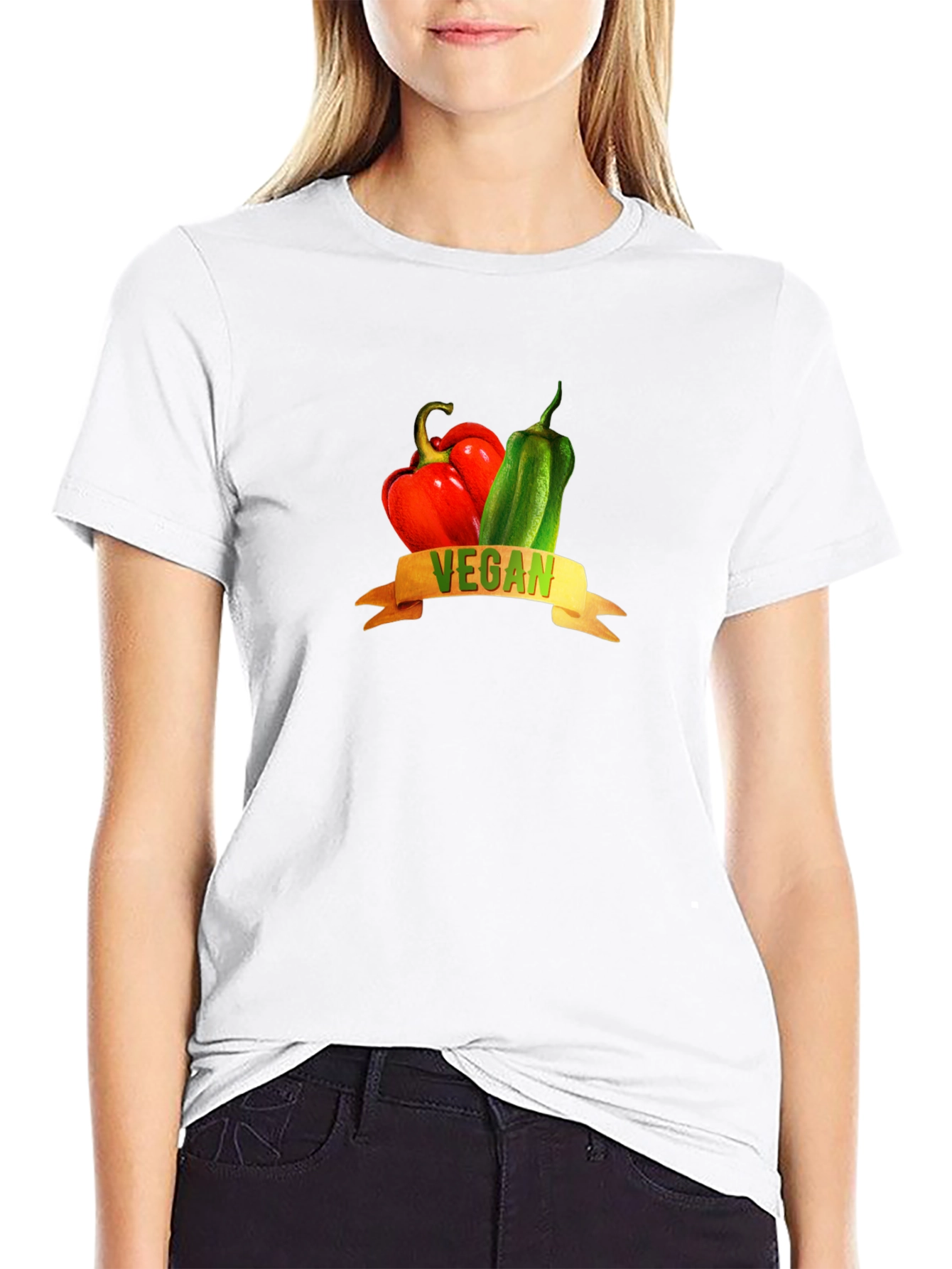 Vegan Graphic Tee - Red & Green Peppers