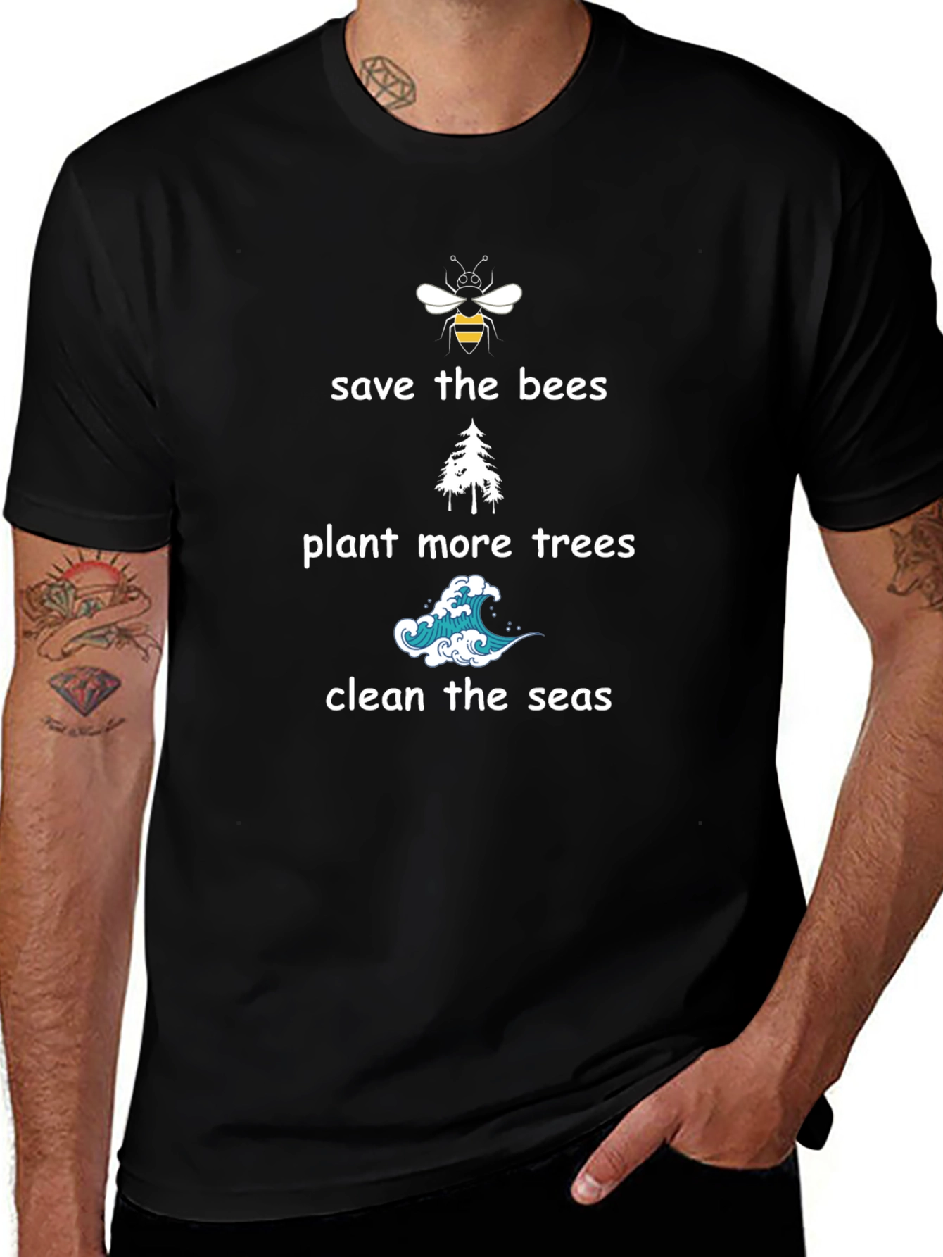 Save the Bees T-Shirt - Plant Trees Clean Seas