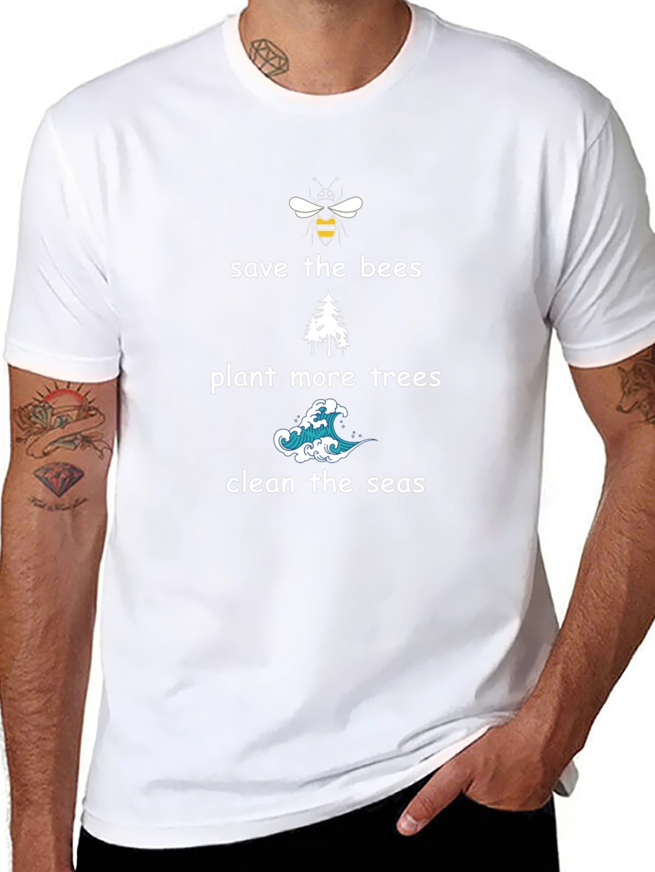 Save the Bees T-Shirt - Plant Trees Clean Seas