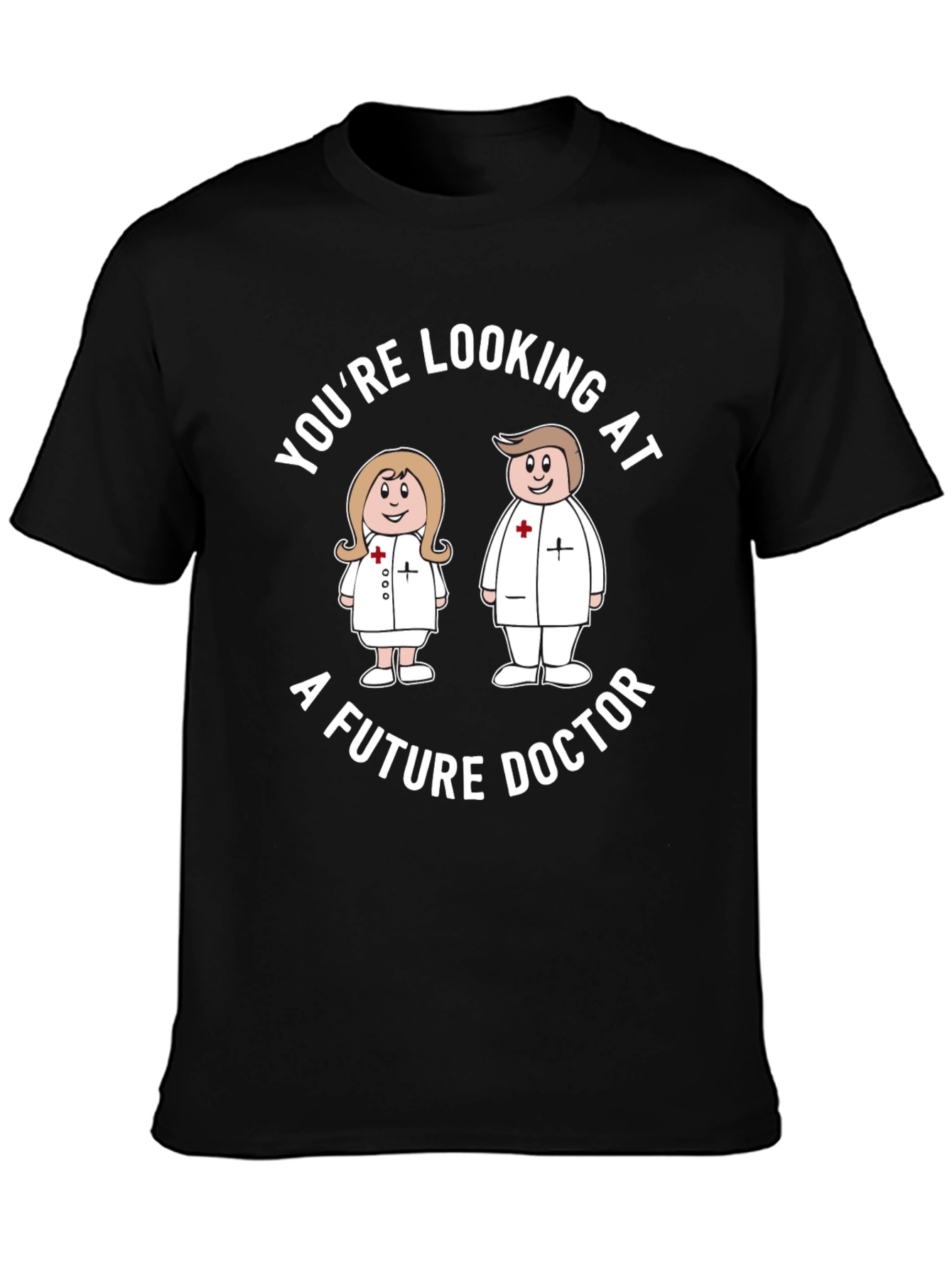 Future Doctor Cartoon Black T-Shirt