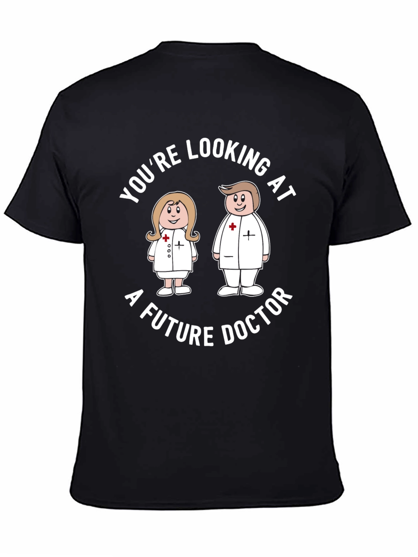 Future Doctor Cartoon Black T-Shirt