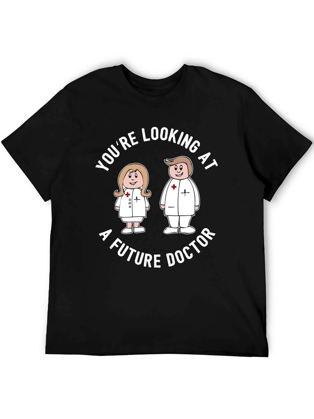 Future Doctor Cartoon Black T-Shirt