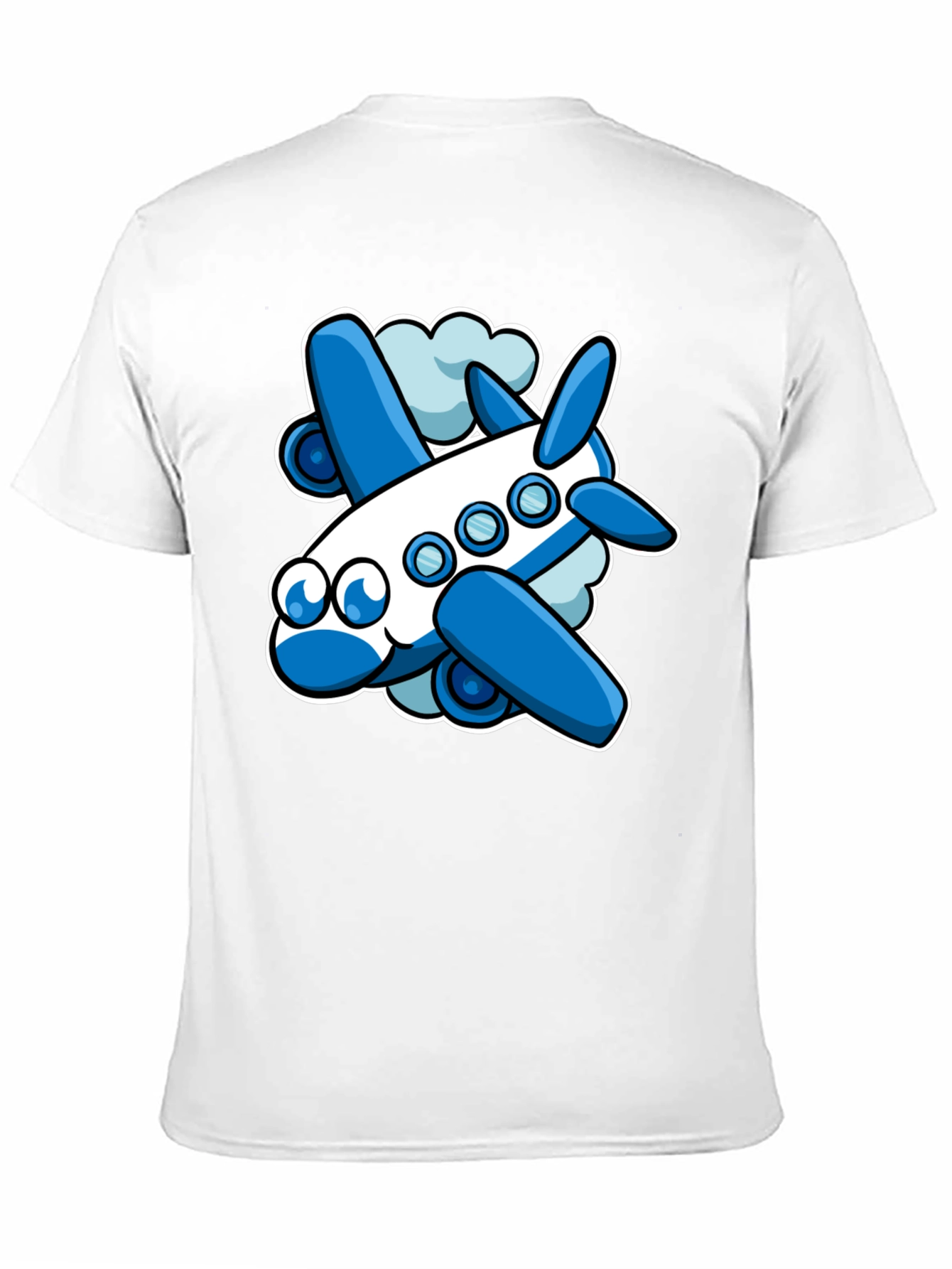 Cartoon Airplane Graphic Tee - Black