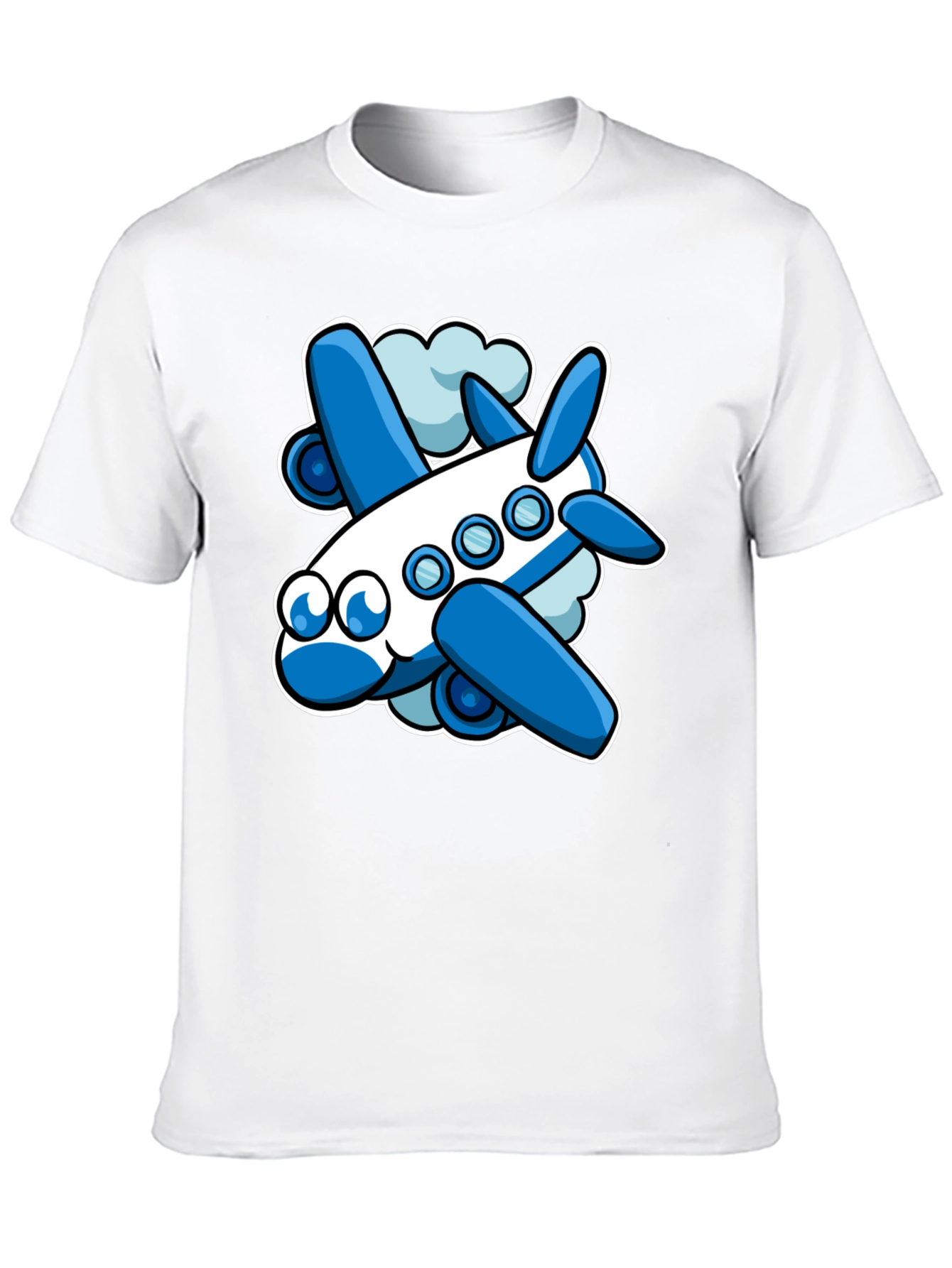 Cartoon Airplane Graphic Tee - Black