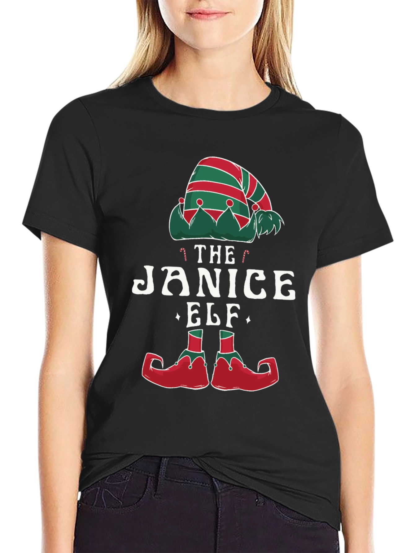 Janice Elf Christmas T-Shirt Holiday Apparel