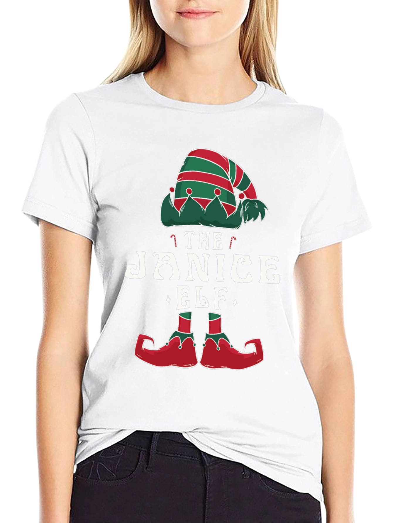Janice Elf Christmas T-Shirt Holiday Apparel