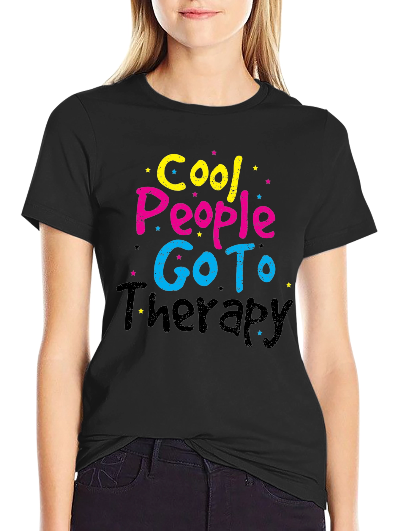 Cool People Go To Therapy Black T-Shirt