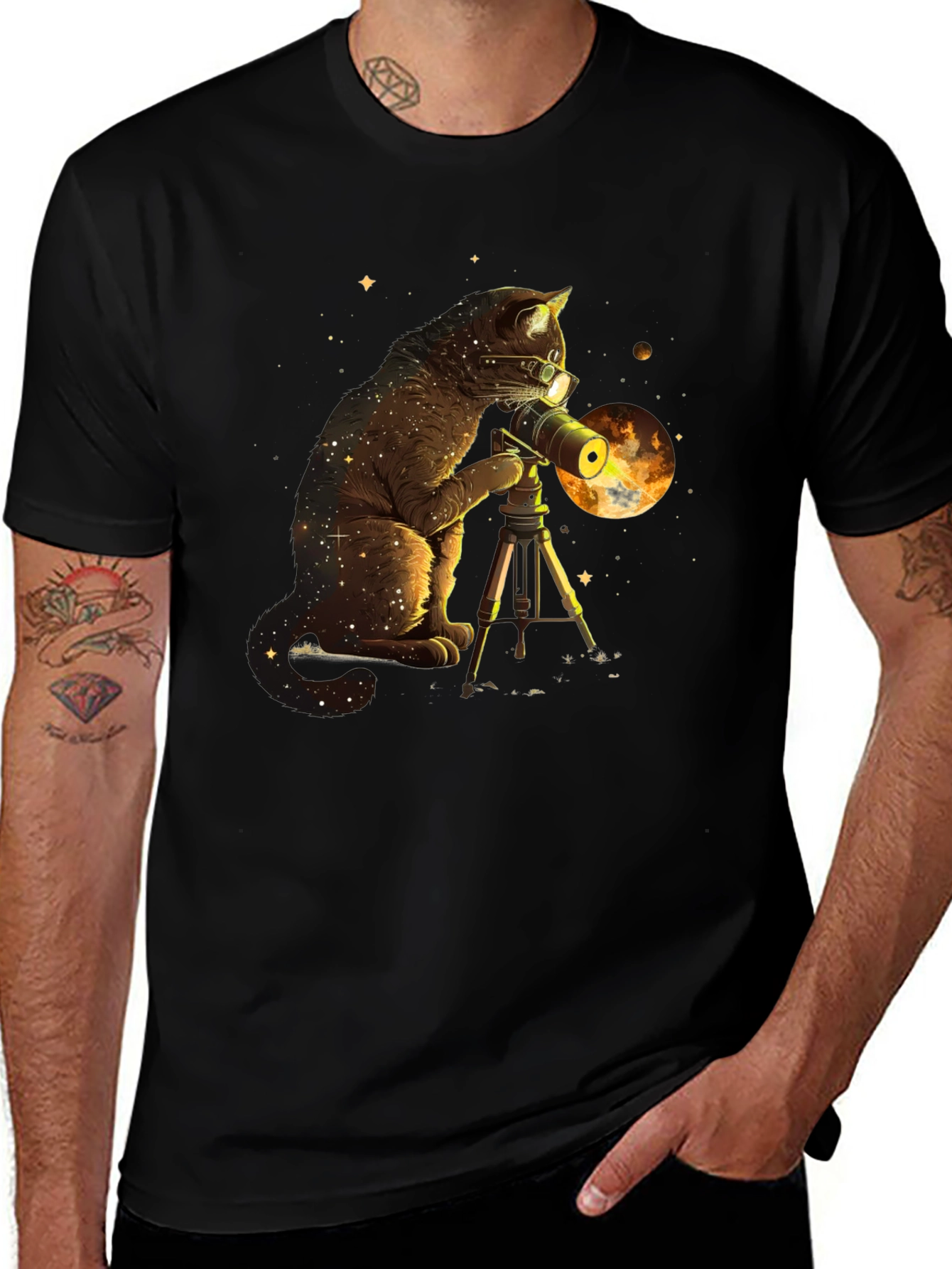 Cosmic Cat Telescope Graphic Tee