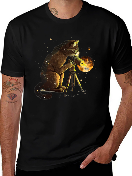 Cosmic Cat Telescope Graphic Tee