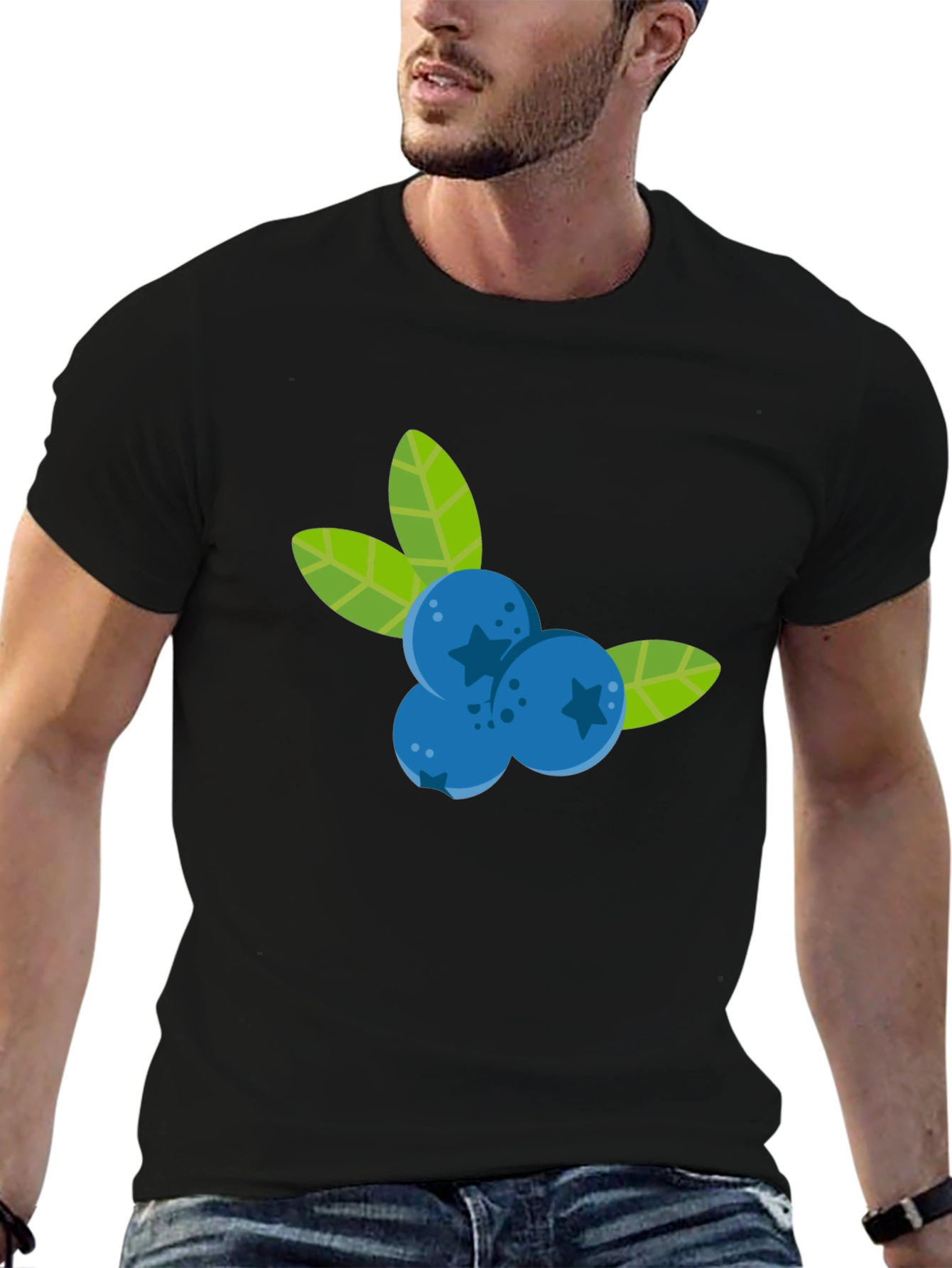 Blueberry Graphic Black T-Shirt - Fruit Design