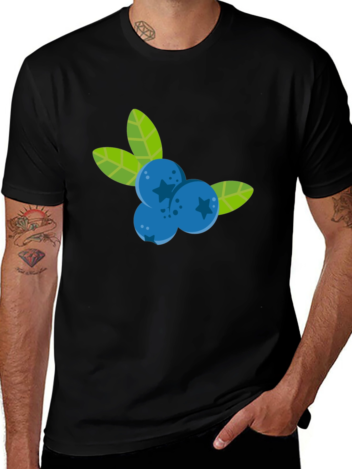 Blueberry Graphic Black T-Shirt - Fruit Design