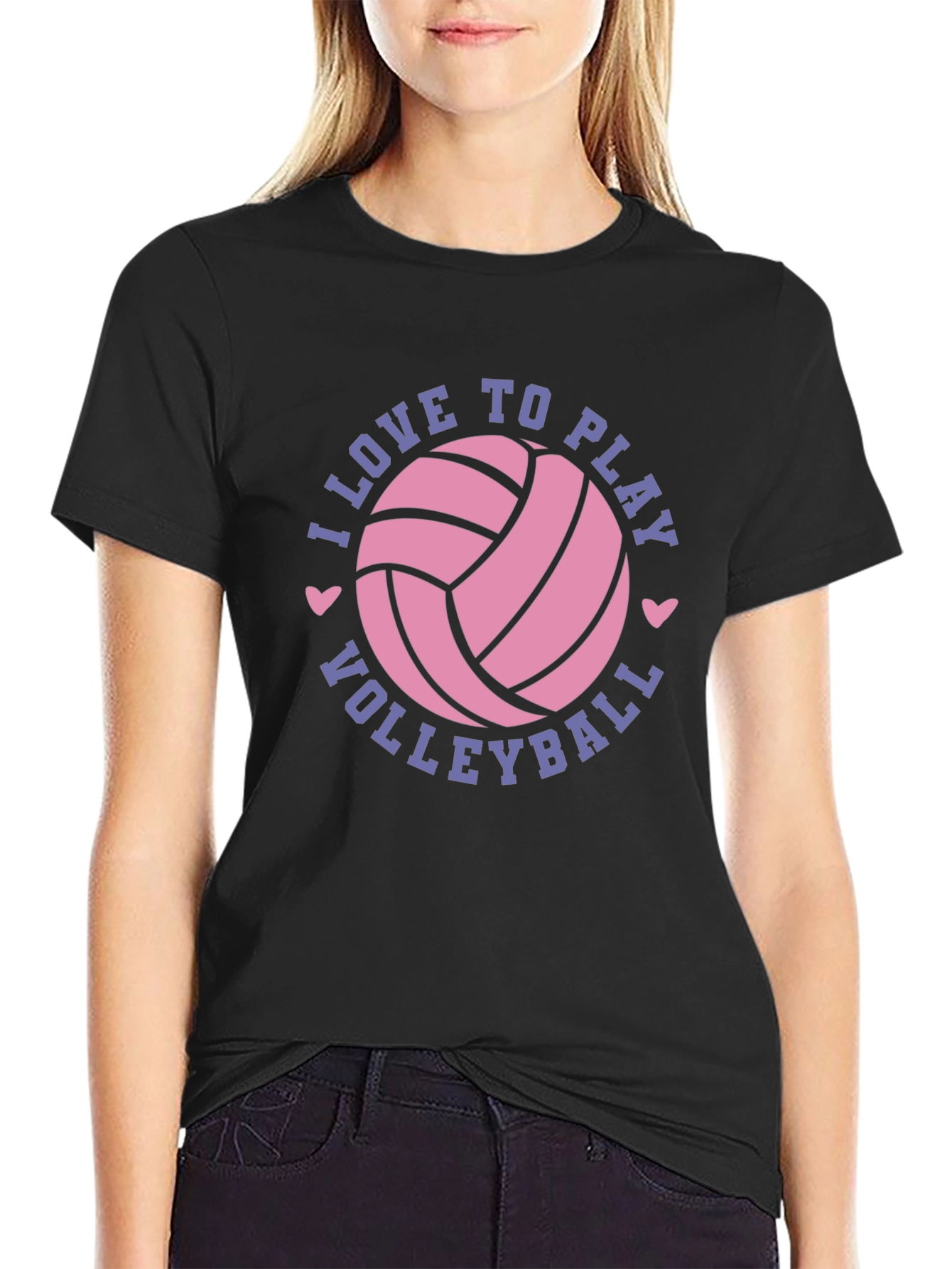 I Love to Play Volleyball Graphic Tee Shirt