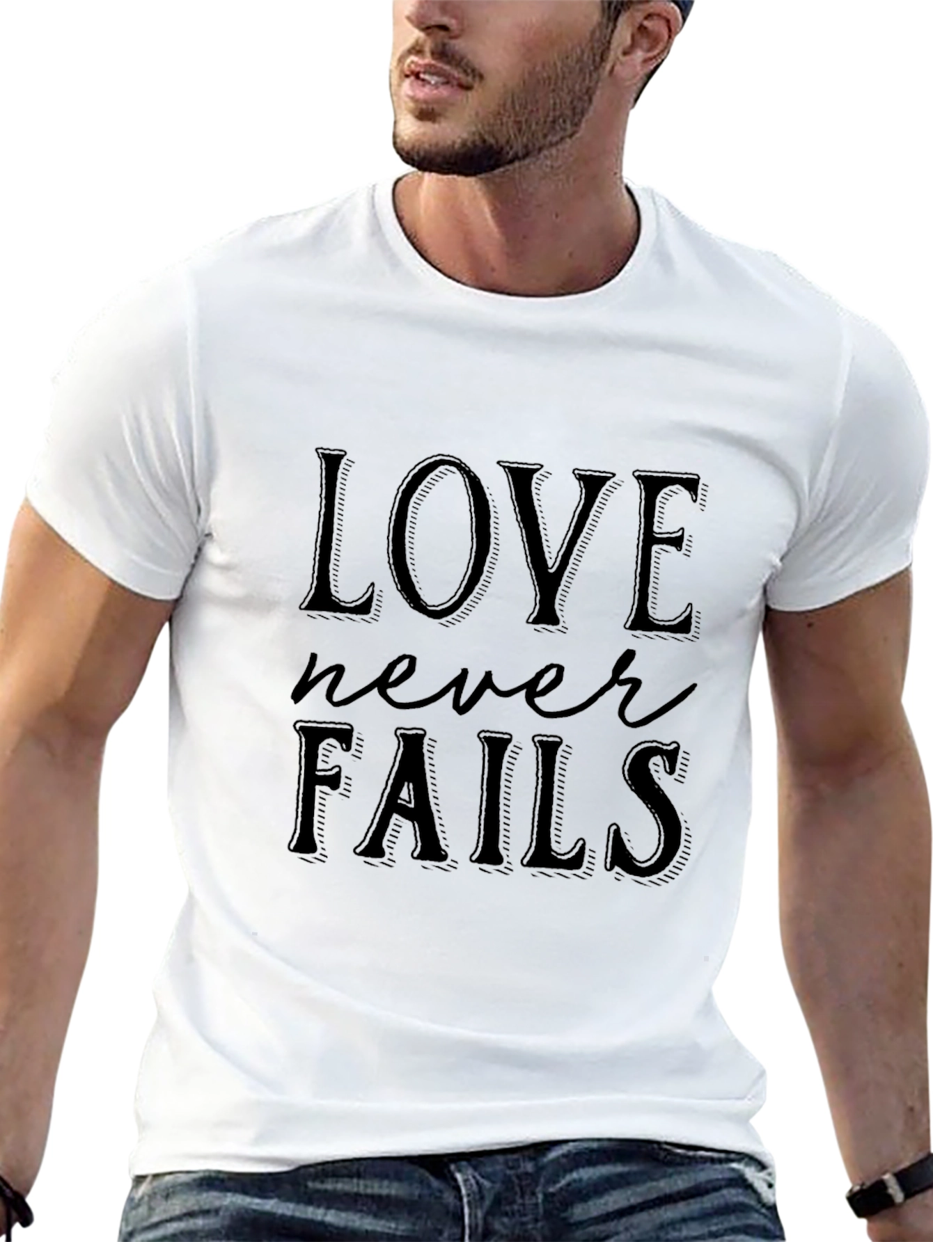 Love Never Fails Black Graphic Tee