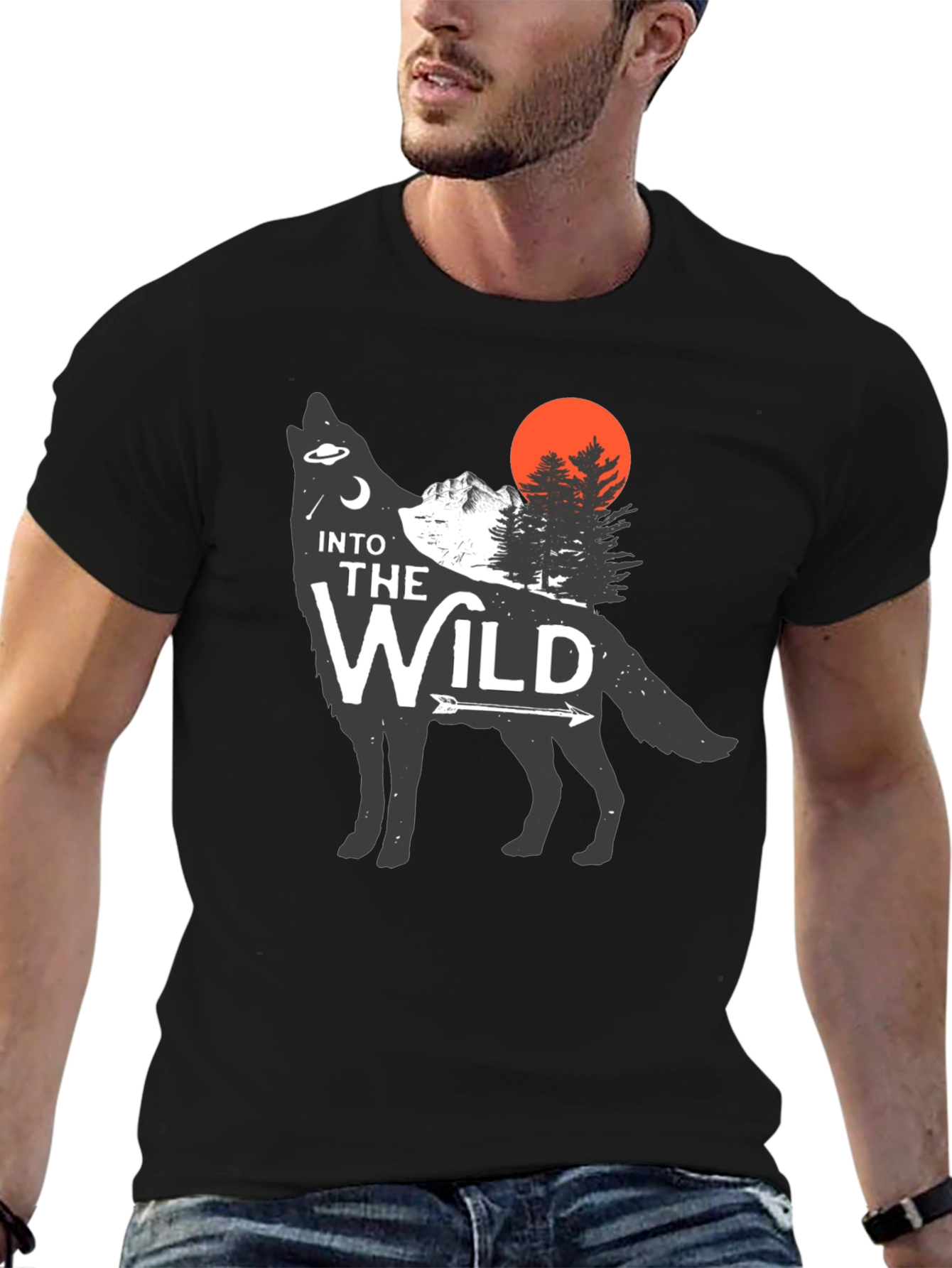 Into the Wild Wolf Graphic Tee - Black