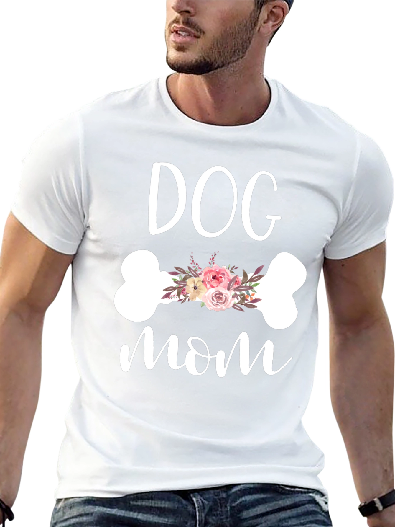 Dog Mom Floral Bone Graphic Tee