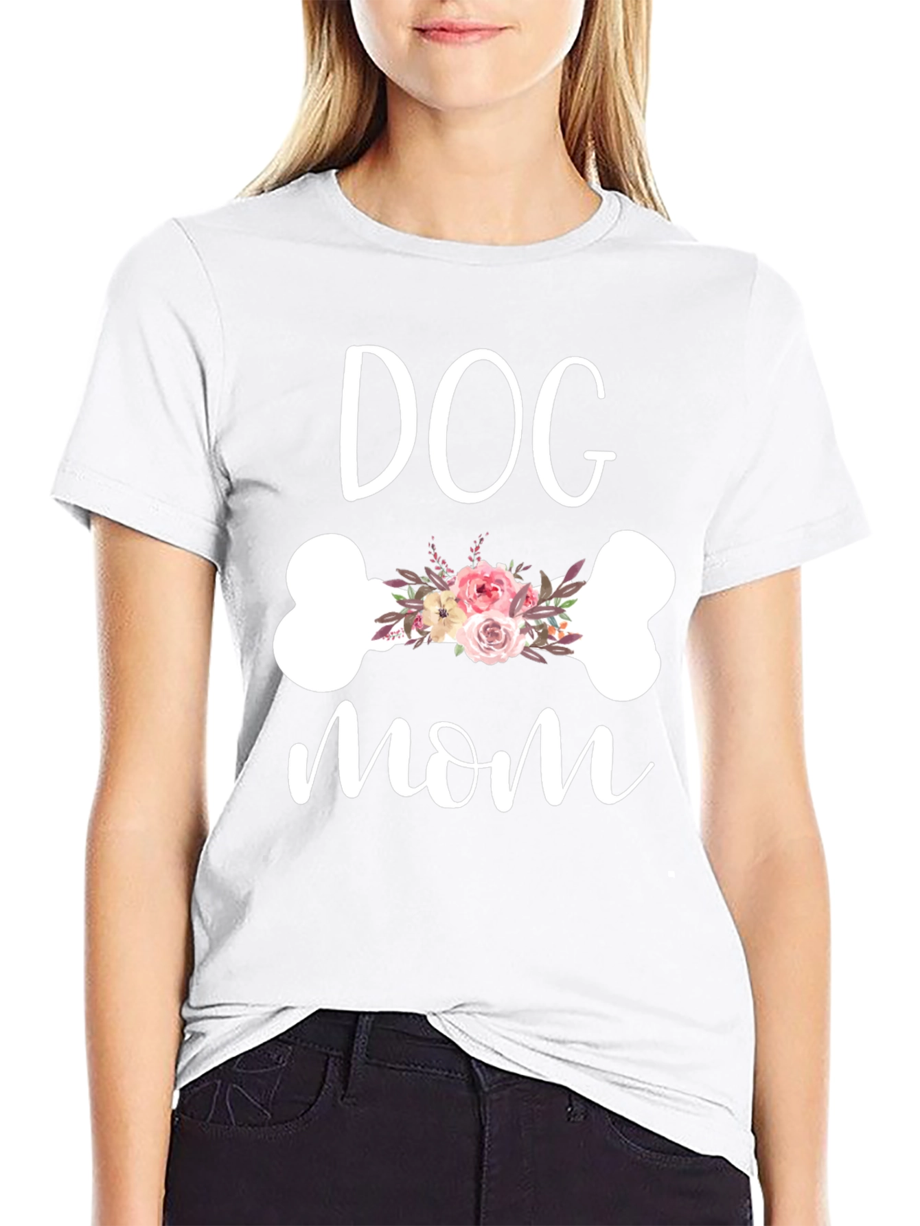 Dog Mom Floral Bone Graphic Tee