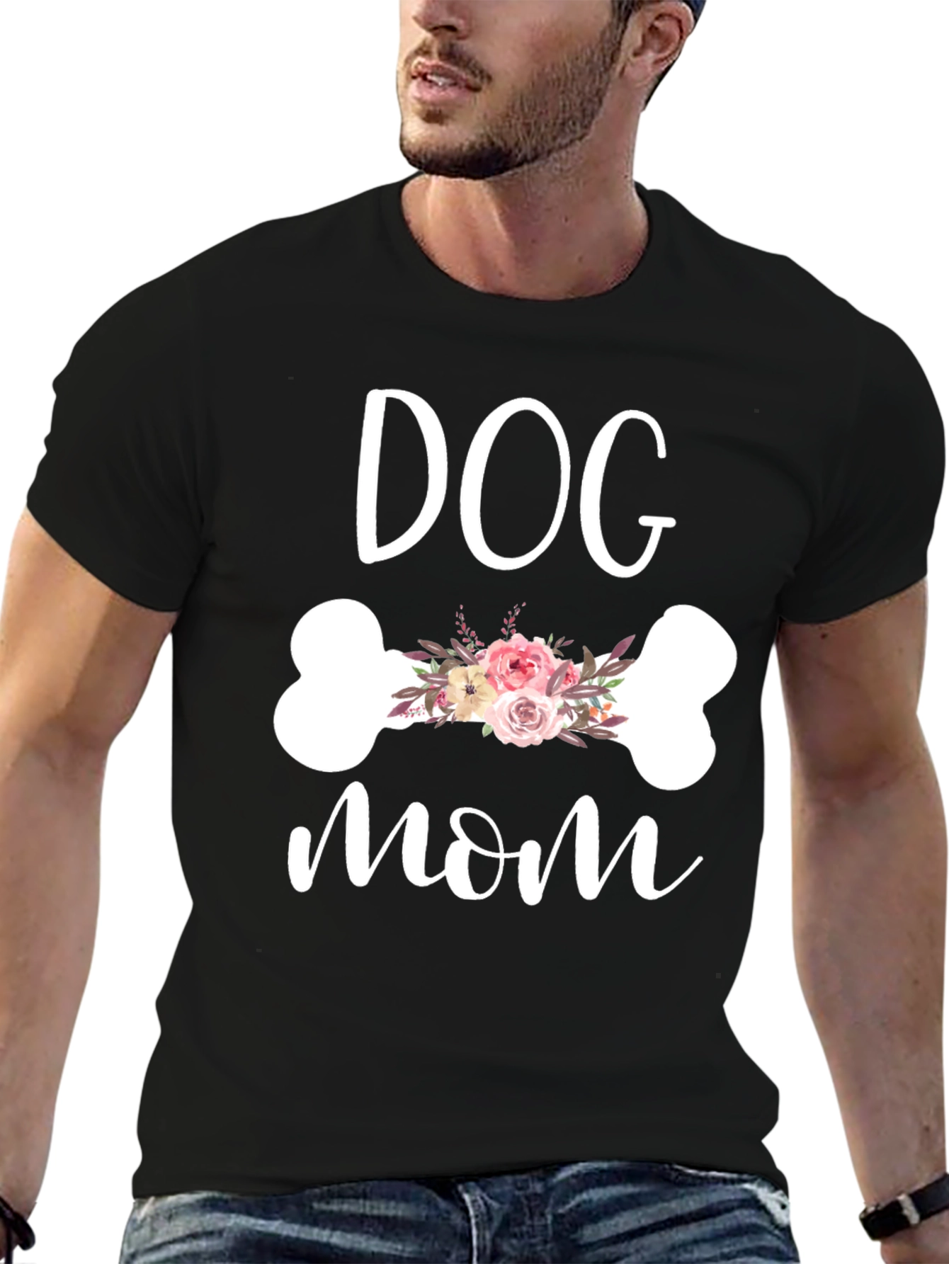 Dog Mom Floral Bone Graphic Tee