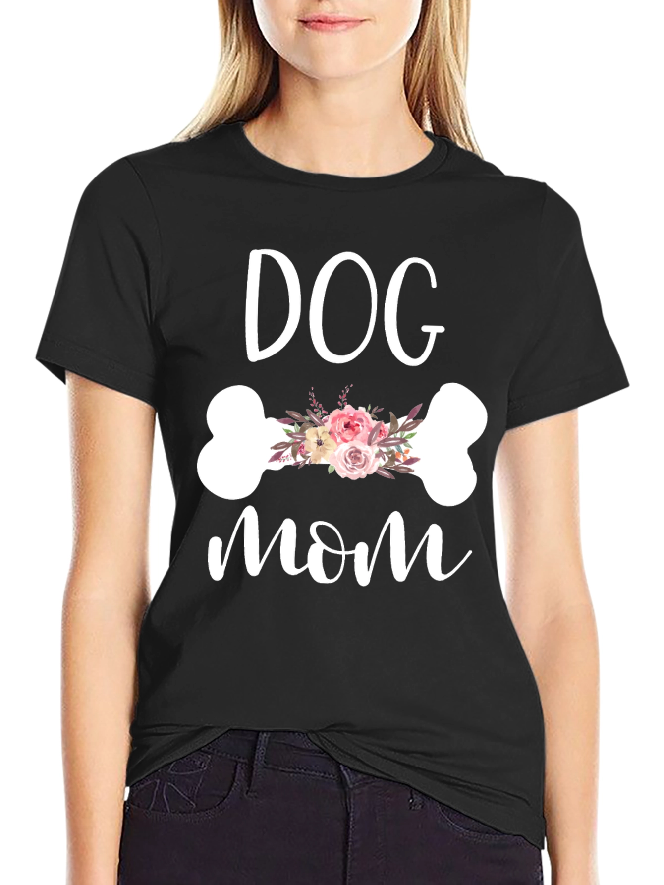 Dog Mom Floral Bone Graphic Tee