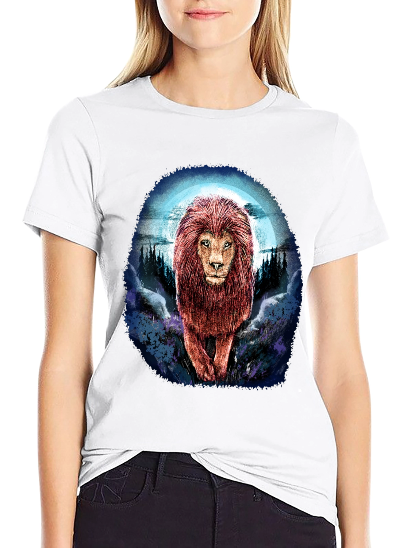 Lion Graphic Tee - Bold Animal Print T-Shirt