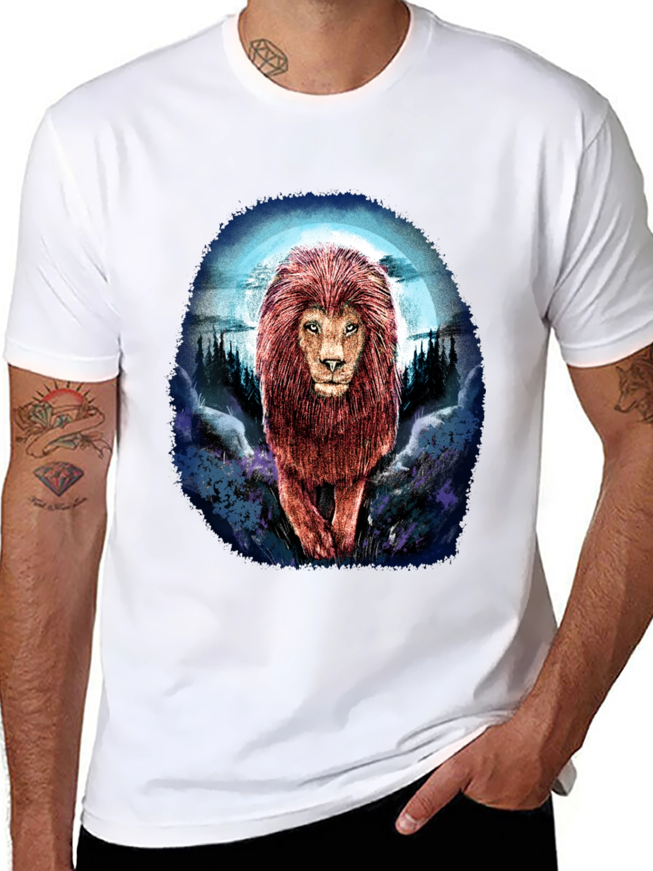 Lion Graphic Tee - Bold Animal Print T-Shirt