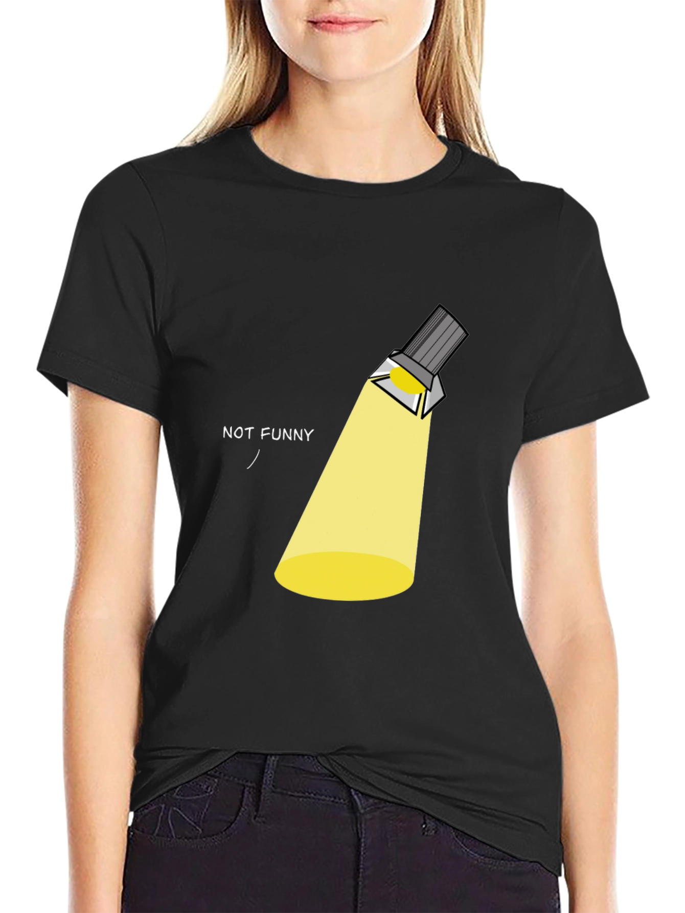 Not Funny Spotlight Graphic T-Shirt - Black