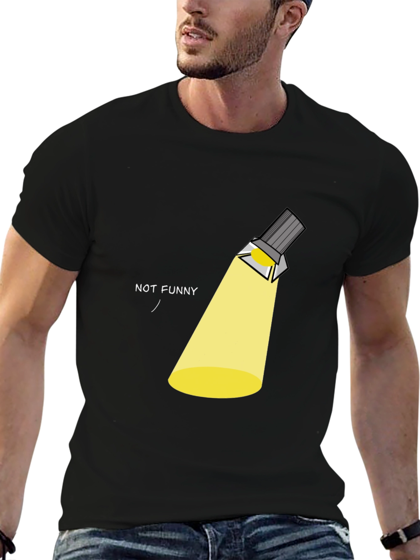 Not Funny Spotlight Graphic T-Shirt - Black