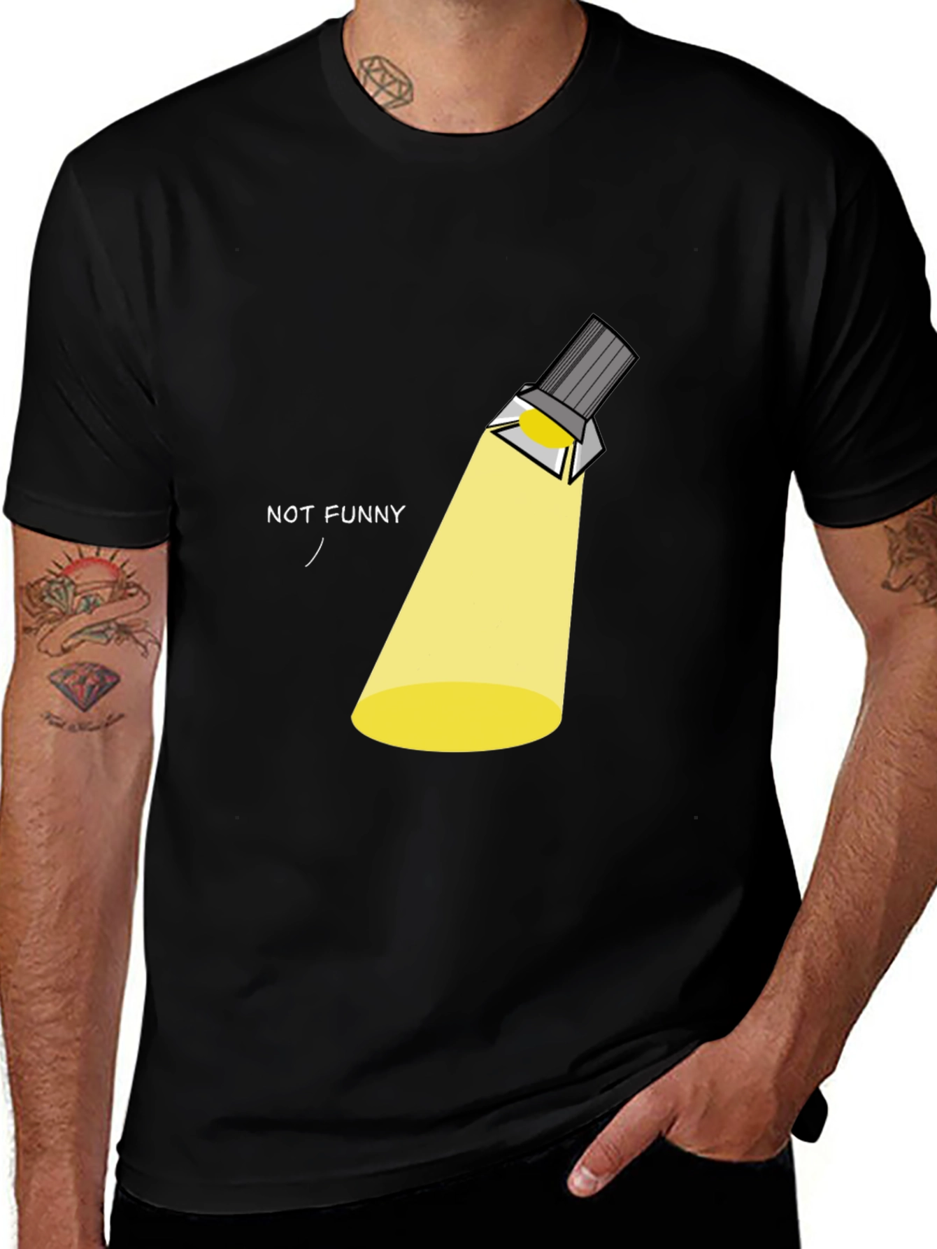 Not Funny Spotlight Graphic T-Shirt - Black