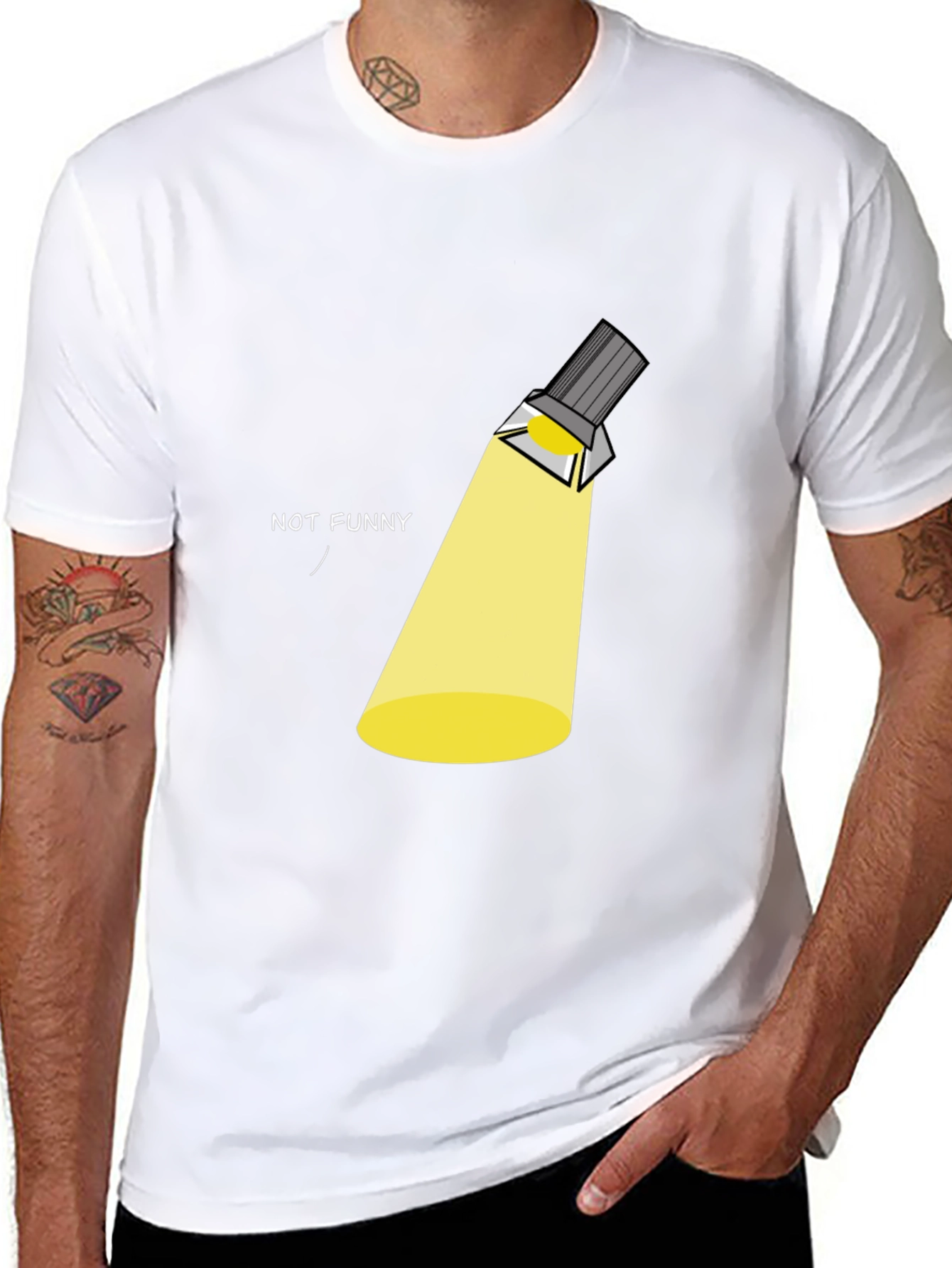 Not Funny Spotlight Graphic T-Shirt - Black