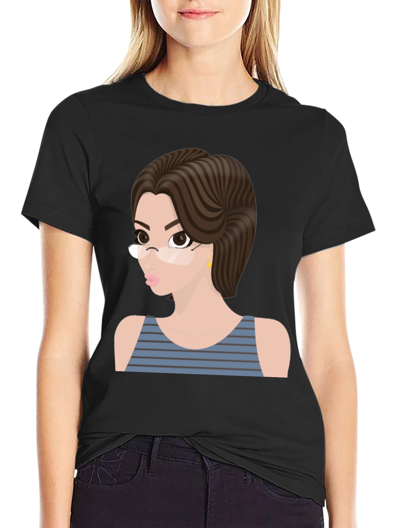 Cartoon Woman Graphic T-Shirt