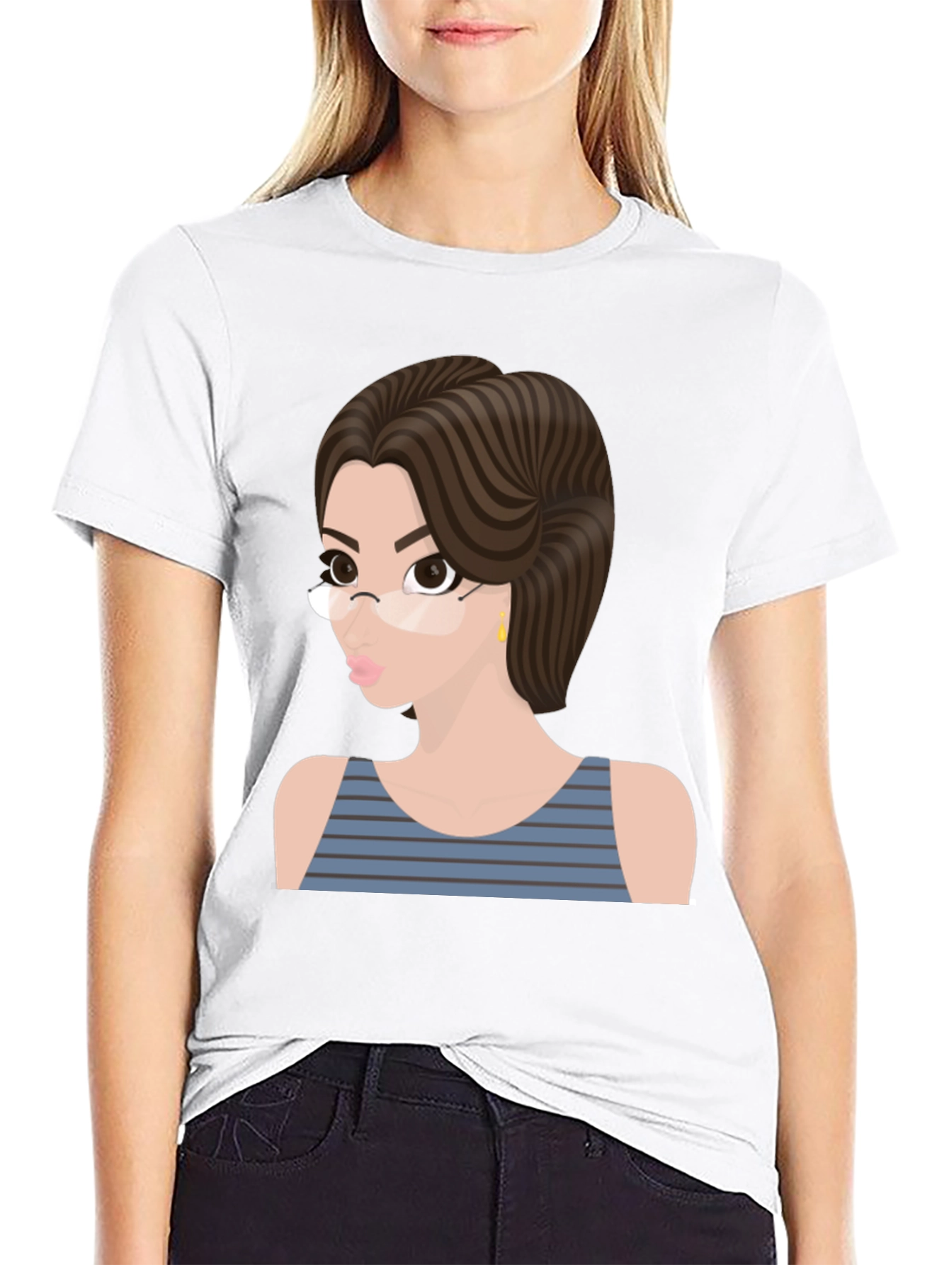 Cartoon Woman Graphic T-Shirt