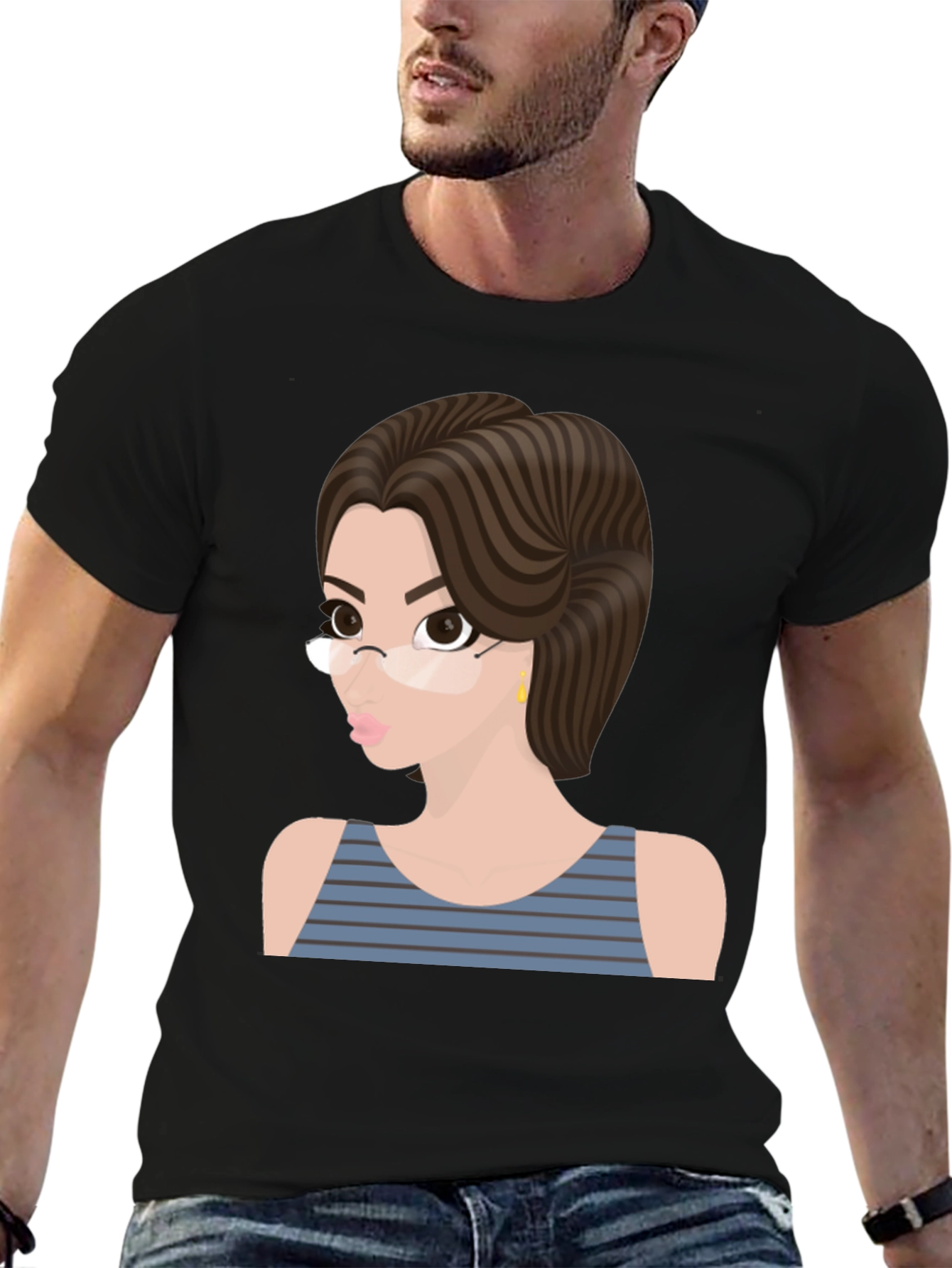 Cartoon Woman Graphic T-Shirt