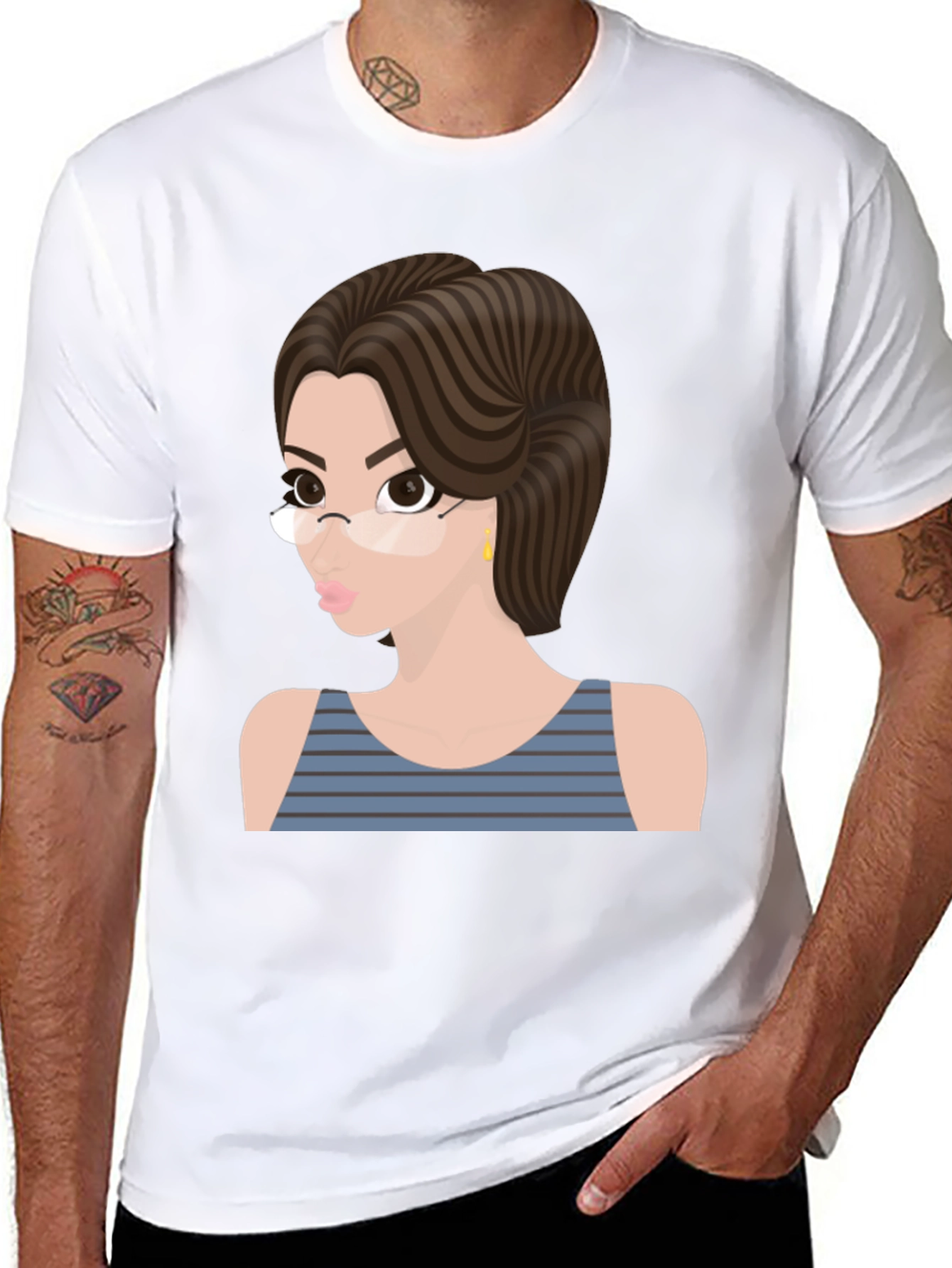 Cartoon Woman Graphic T-Shirt