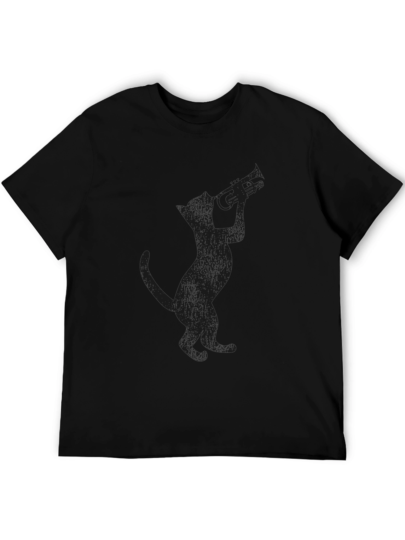 Cool Cat Trumpet Player Black T-Shirt