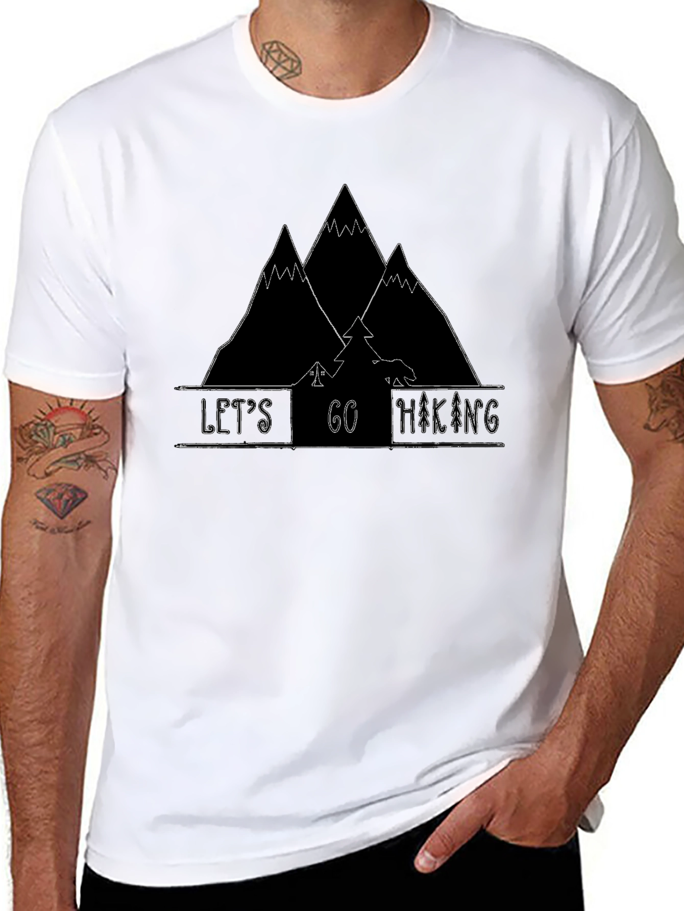 Lets Go Hiking Black Graphic T-Shirt
