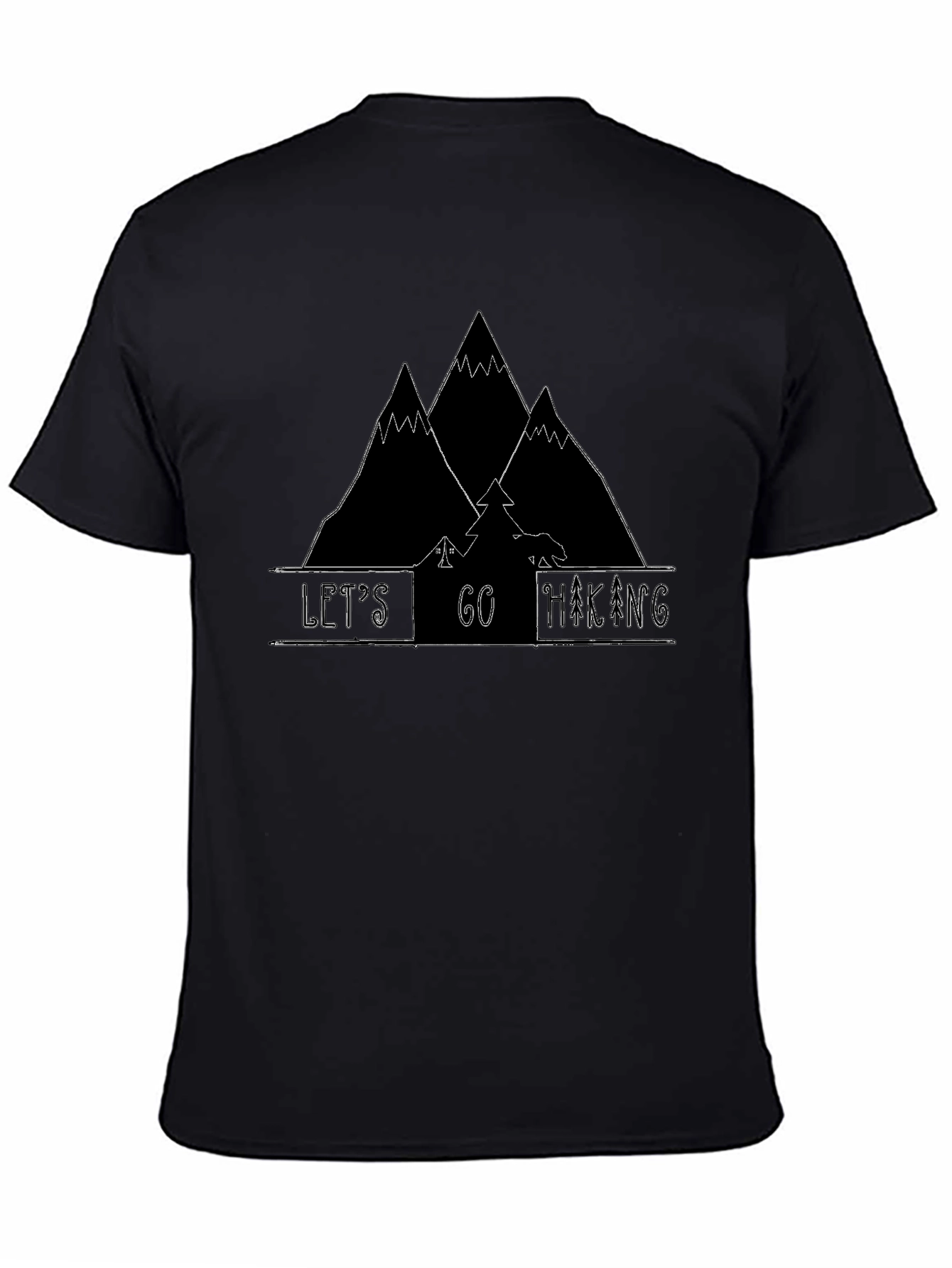 Lets Go Hiking Black Graphic T-Shirt