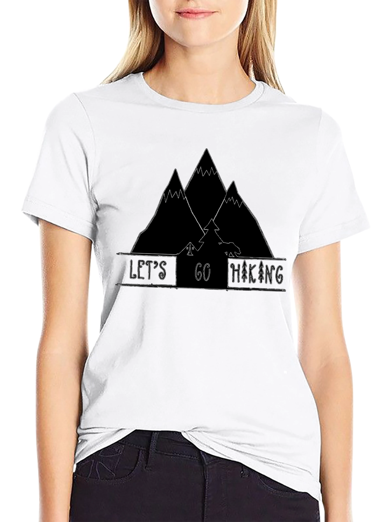 Lets Go Hiking Black Graphic T-Shirt