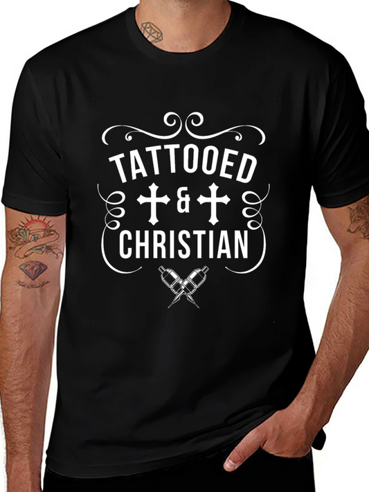 Tattooed Christian Graphic Tee - Black Cotton T-Shirt