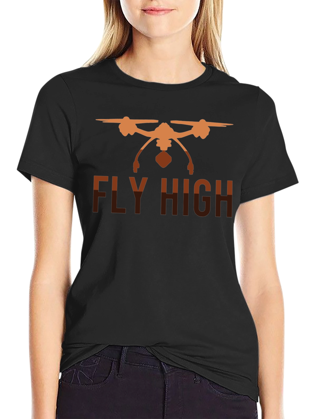 Fly High Drone Graphic Tee - Black