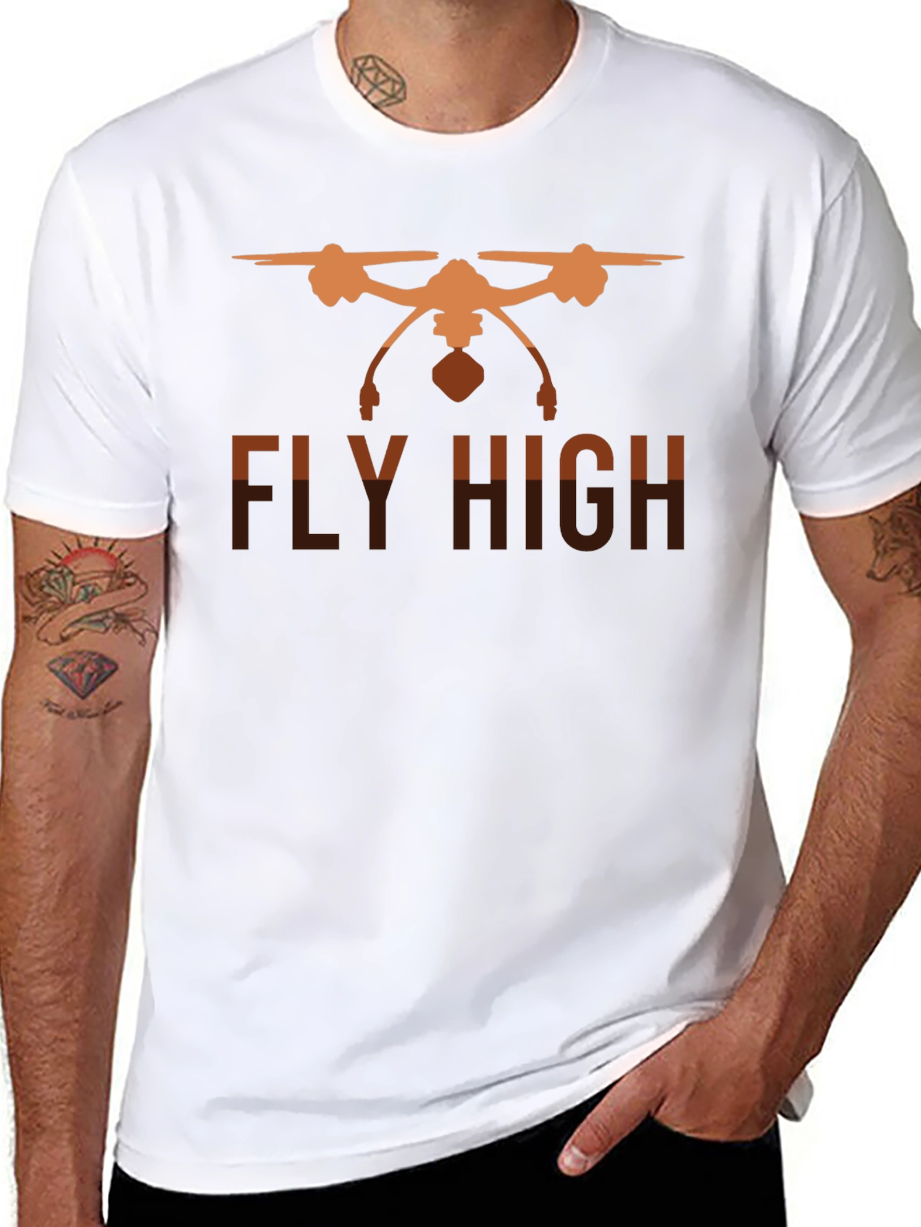 Fly High Drone Graphic Tee - Black