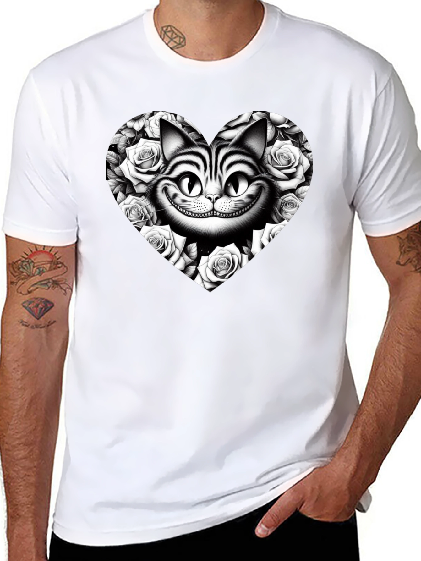 Cheshire Cat Rose Heart T-Shirt