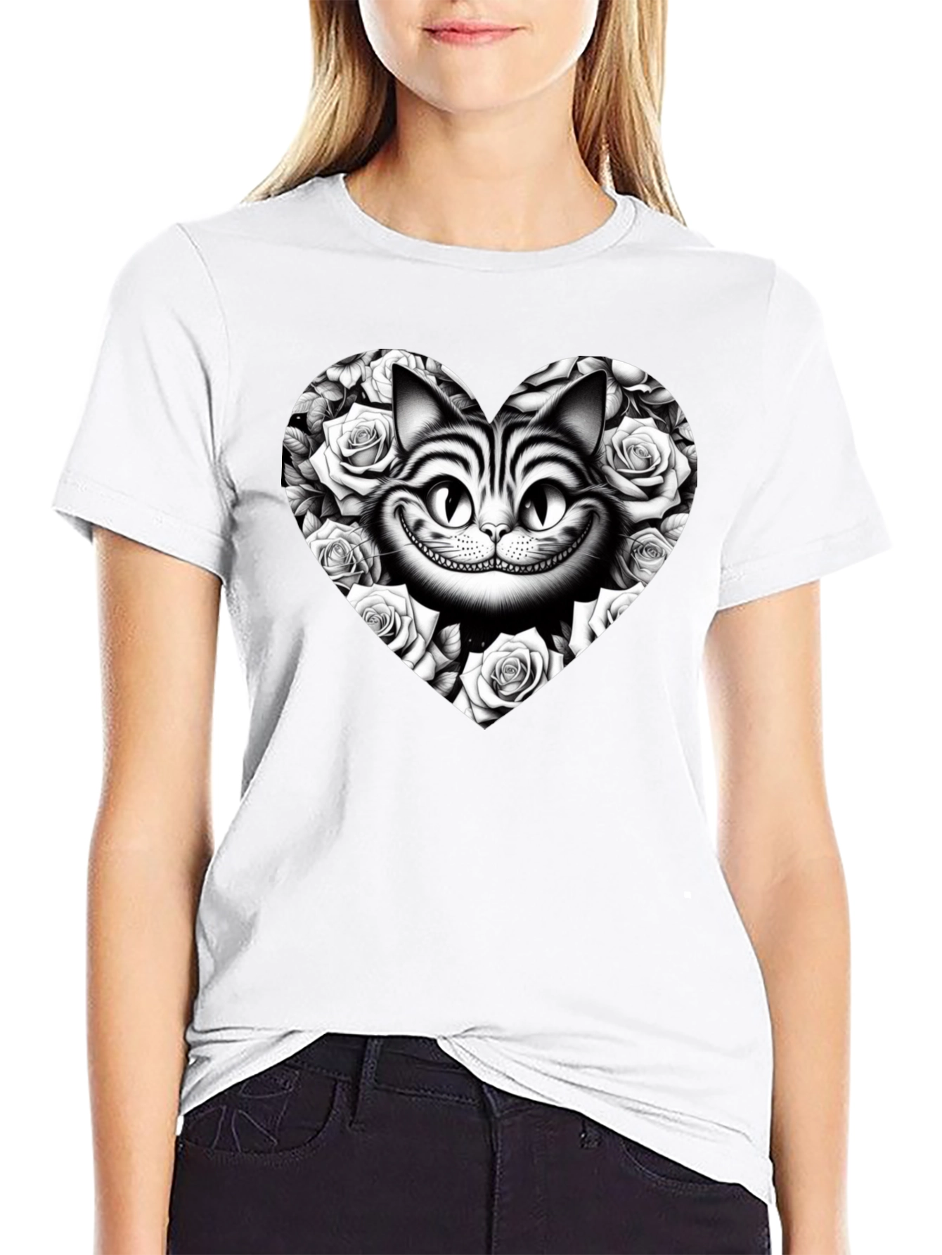 Cheshire Cat Rose Heart T-Shirt