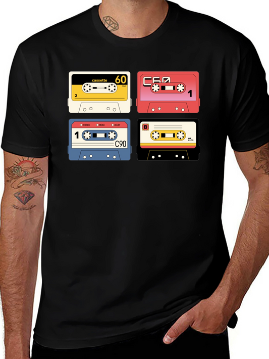 Retro Cassette Tapes Graphic Tee - Vintage Style
