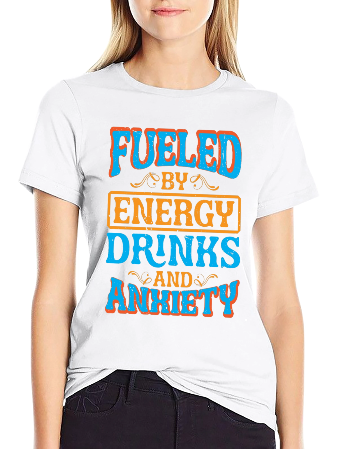 Fueled By Energy Drinks & Anxiety Black Tee