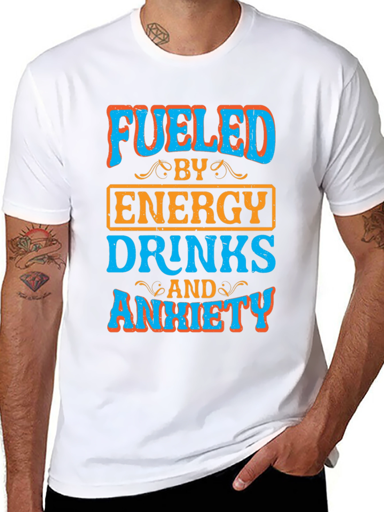 Fueled By Energy Drinks & Anxiety Black Tee