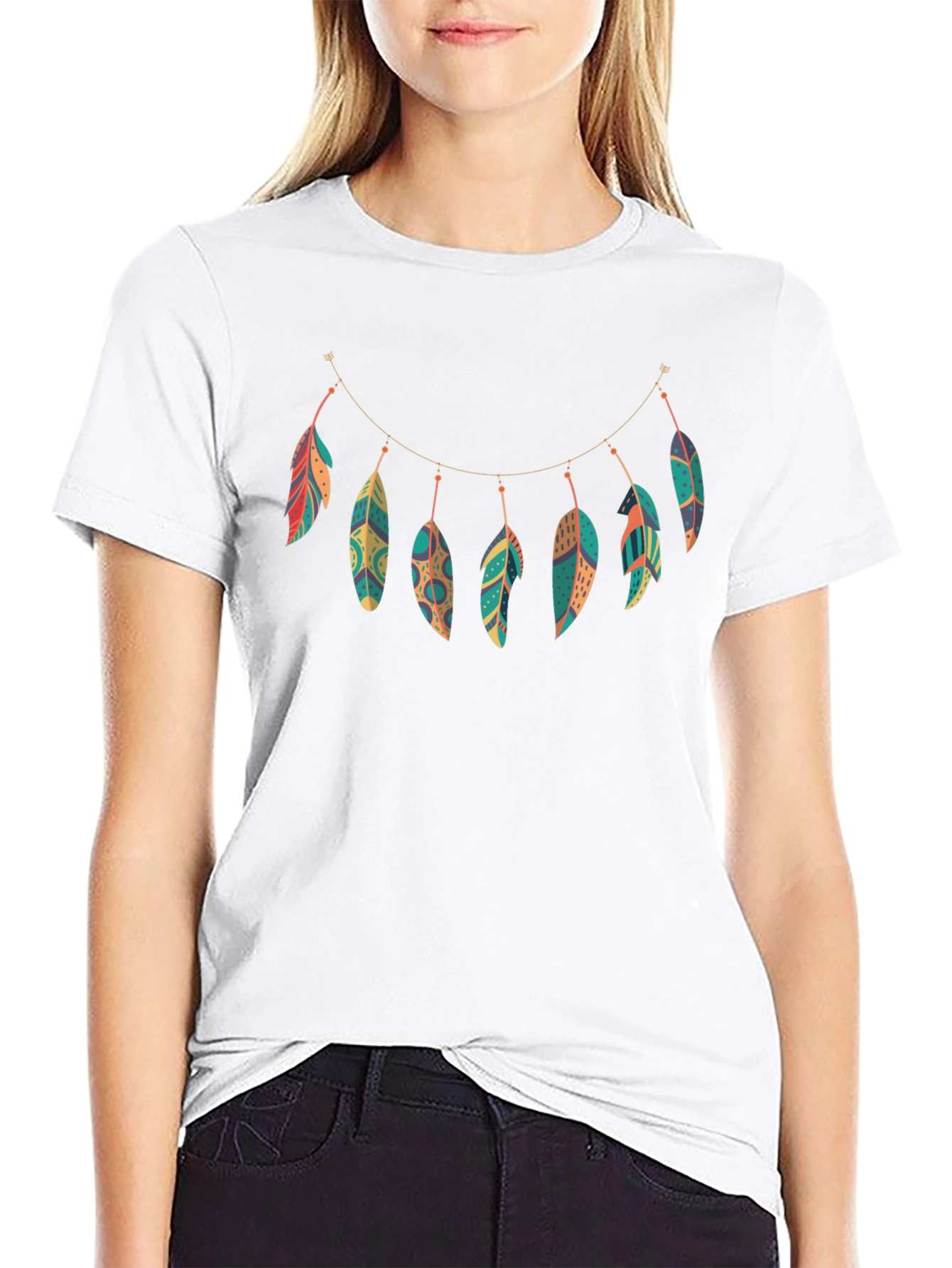 Feather Garland Black Graphic Tee