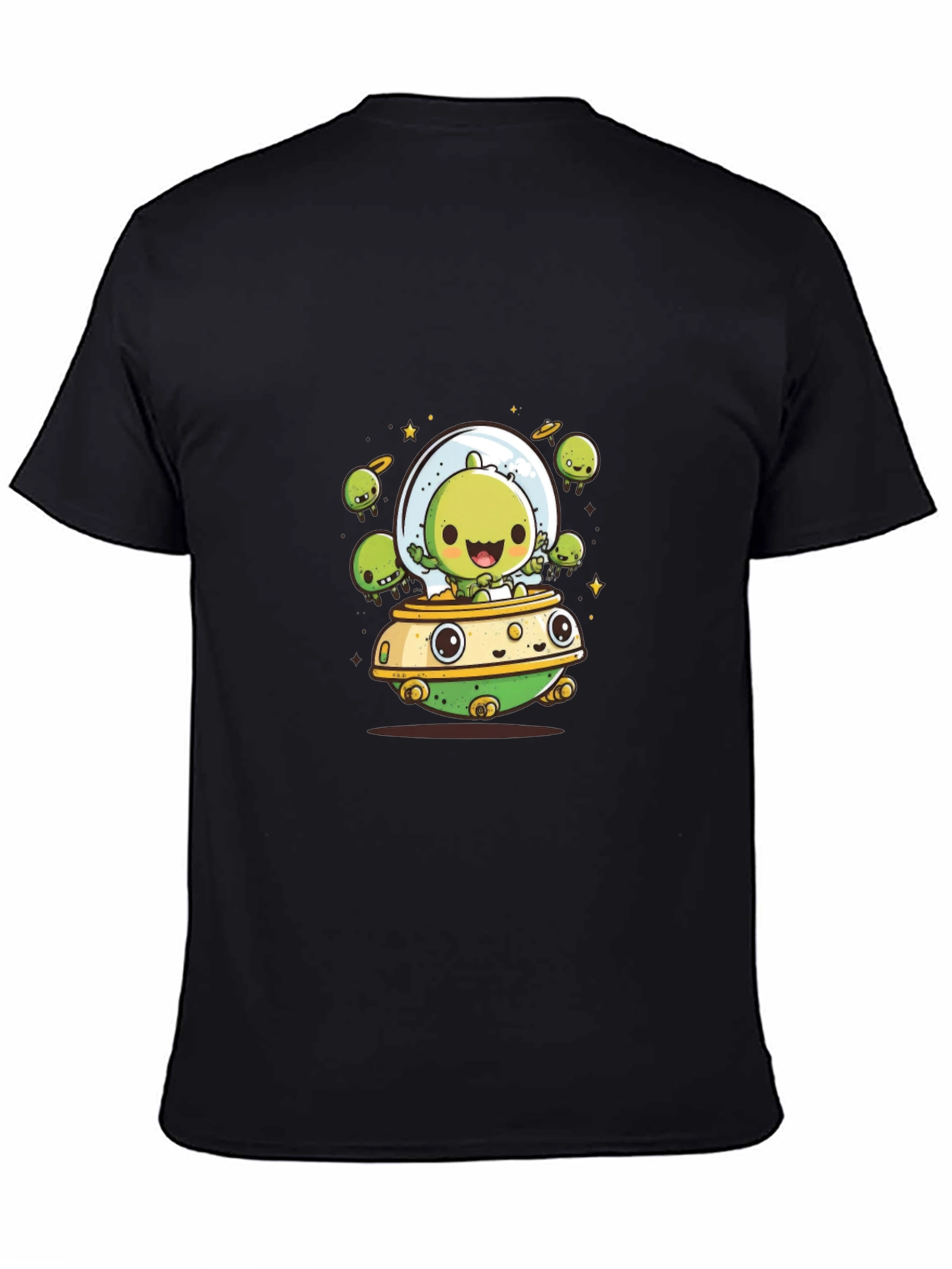 Cute Alien UFO T-Shirt - Black