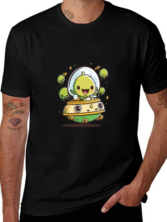 Cute Alien UFO T-Shirt - Black