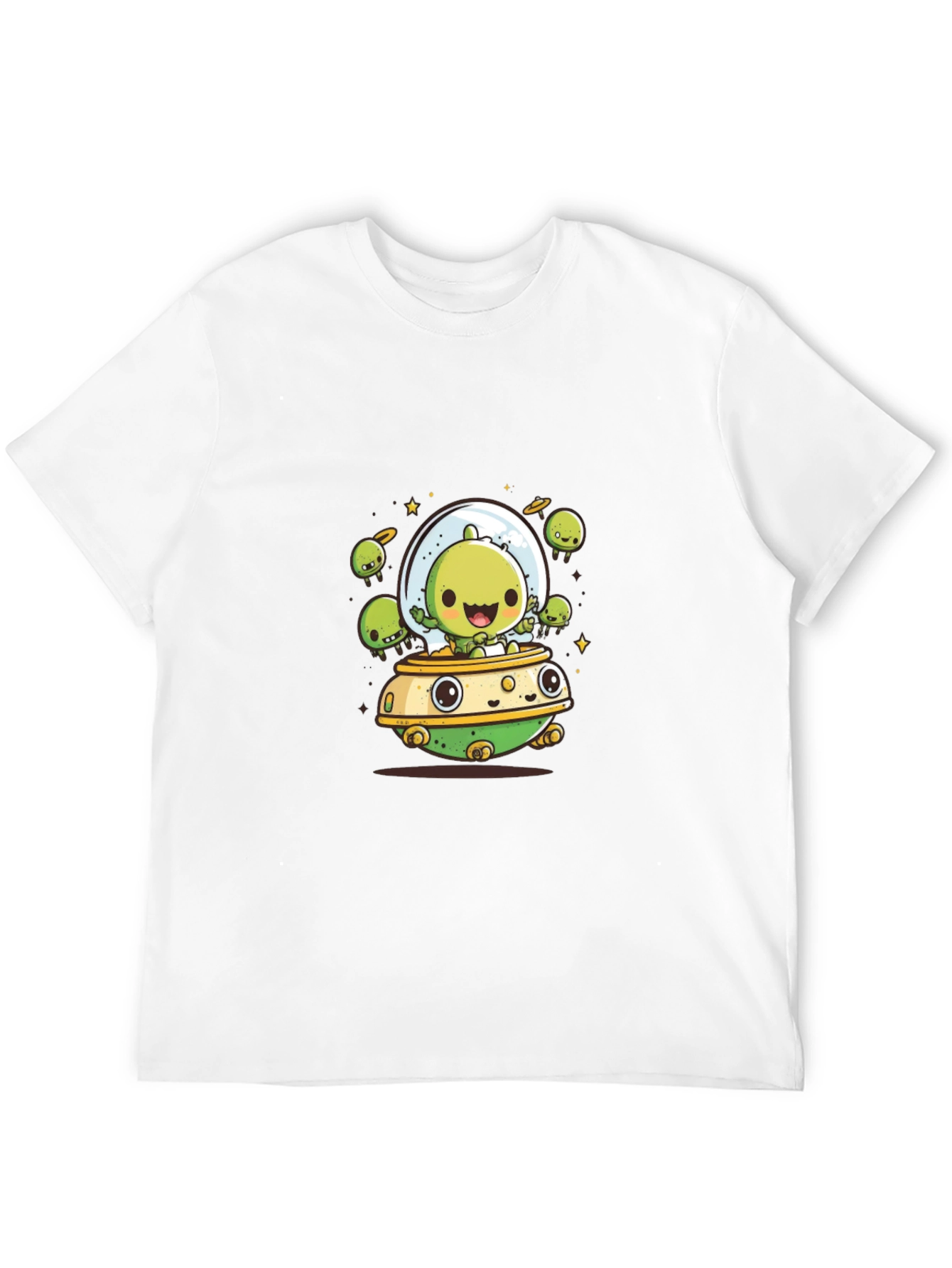 Cute Alien UFO T-Shirt - Black